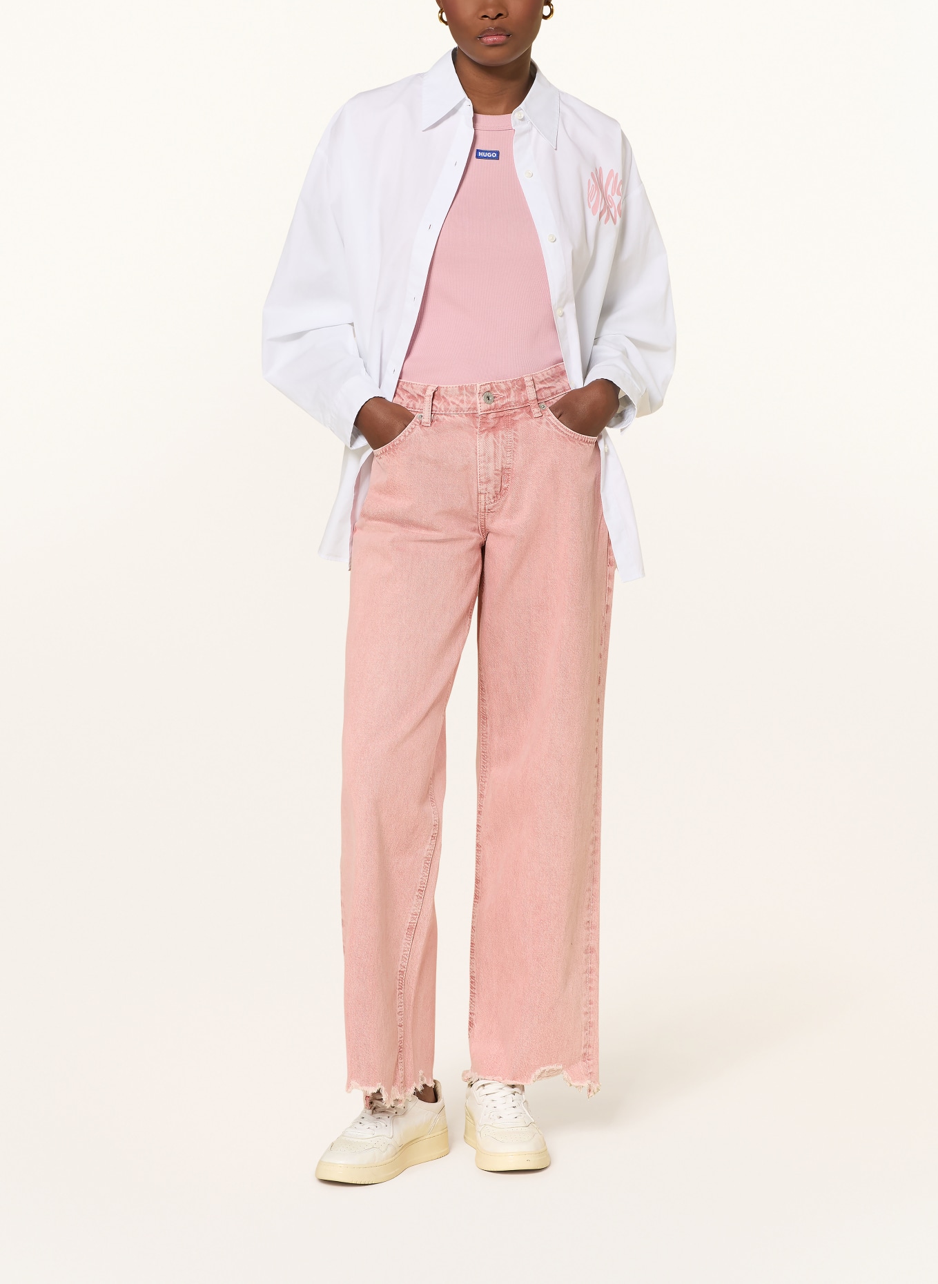 HUGO Dżinsy z szerokimi nogawkami GAMALA: 681 Light/Pastel Pink