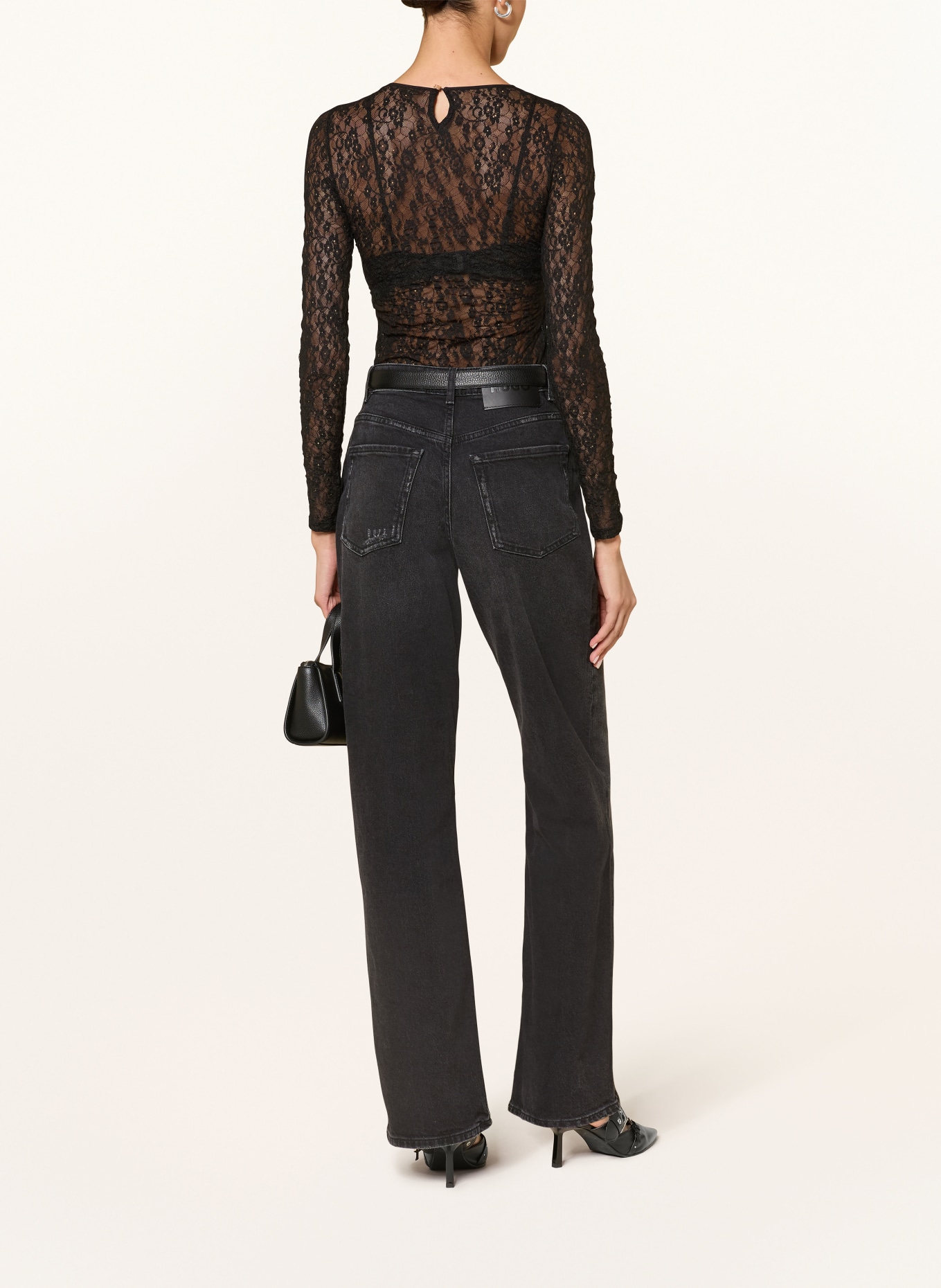 HUGO Koronkowe body DULIETTA: CZARNY