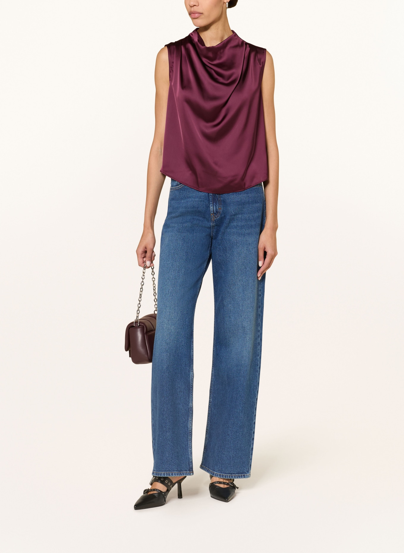 HUGO Satin top CASMINI: DARK PURPLE