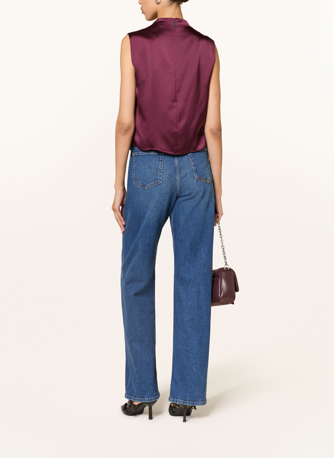 HUGO Satin top CASMINI: DARK PURPLE