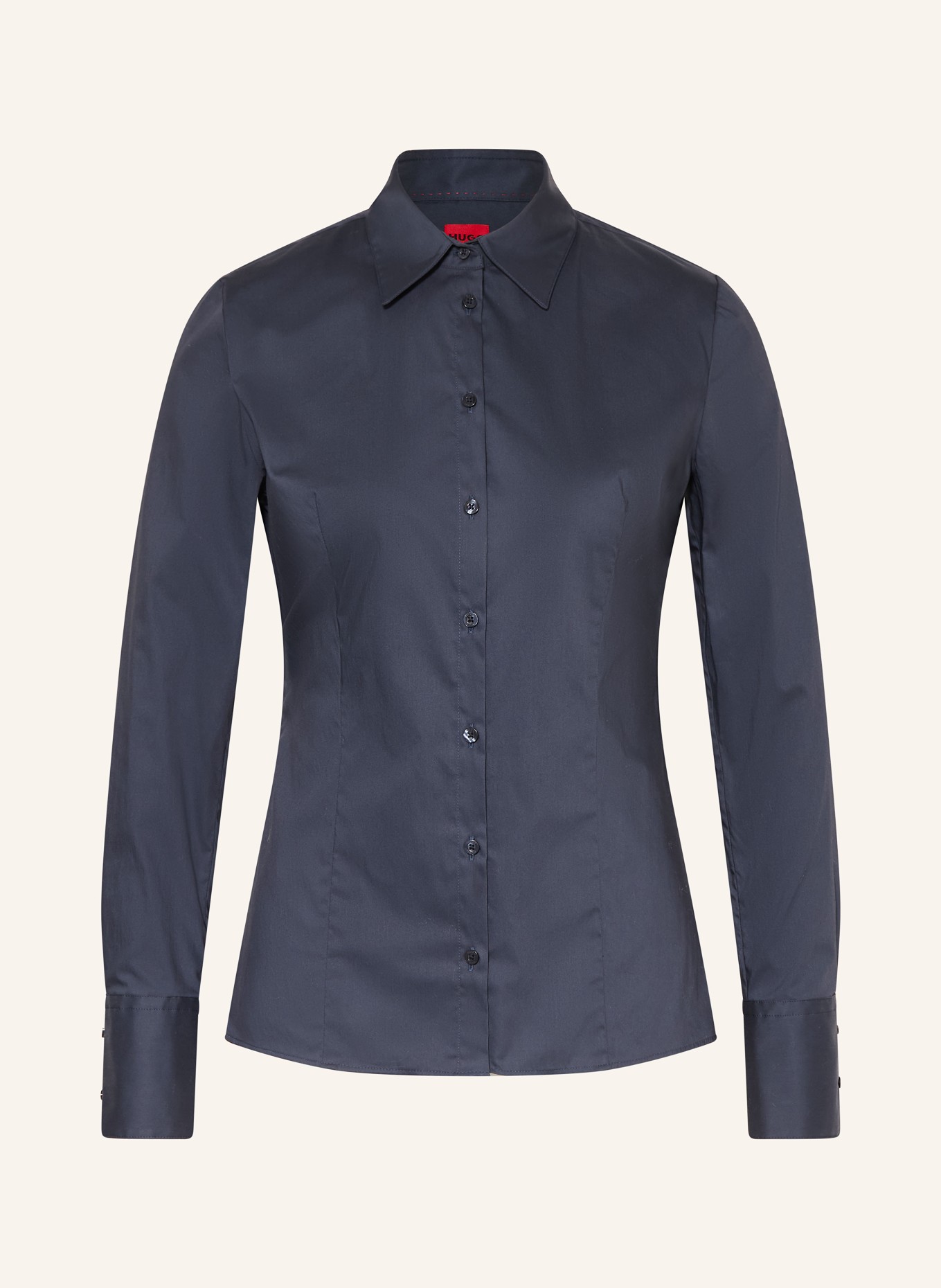 HUGO Hemdbluse THE FITTED SHIRT: DUNKELBLAU