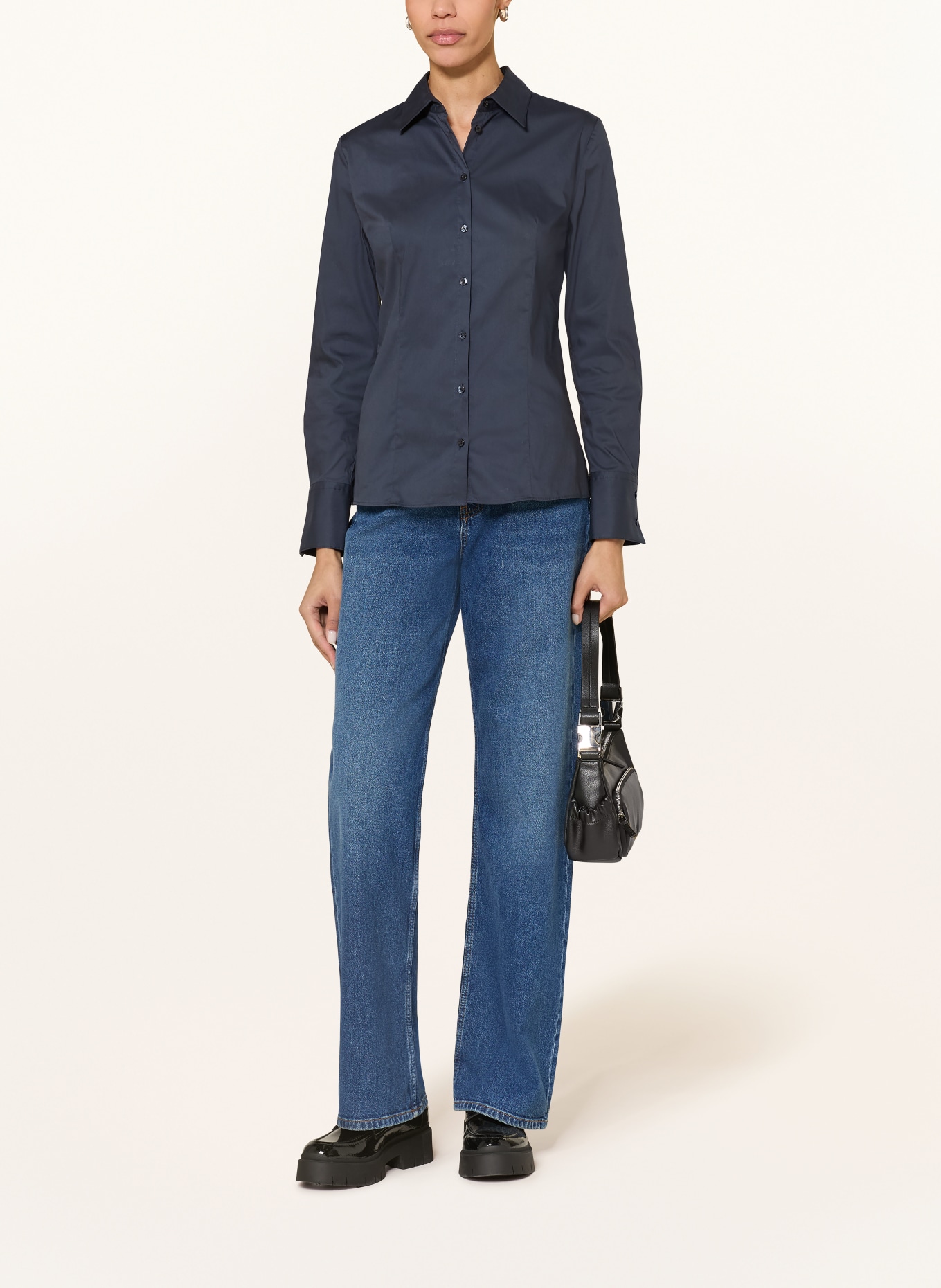 HUGO Hemdbluse THE FITTED SHIRT: DUNKELBLAU