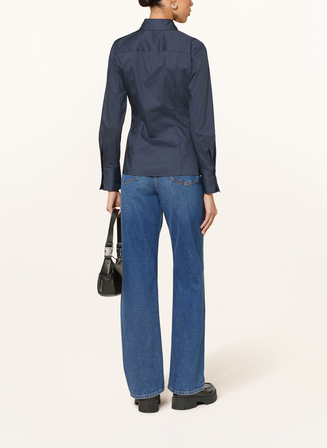 HUGO Hemdbluse THE FITTED SHIRT: DUNKELBLAU