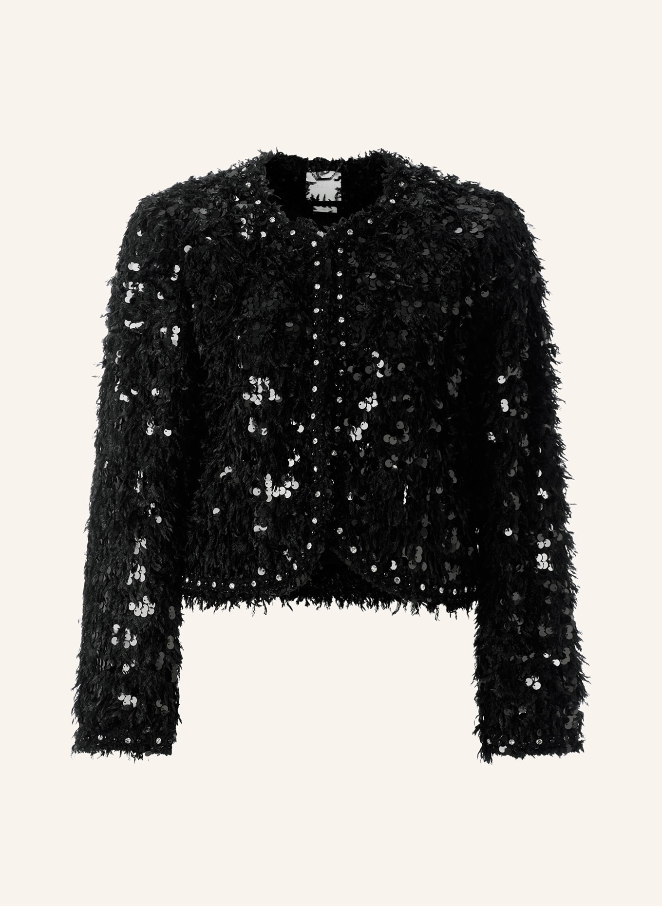Rich & Royal Kastenjacke mit Pailletten und Schmucksteinen: SCHWARZ