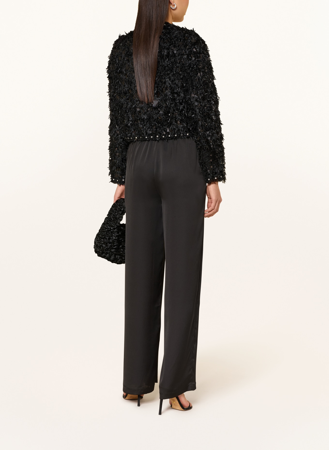 Rich & Royal Kastenjacke mit Pailletten und Schmucksteinen: SCHWARZ