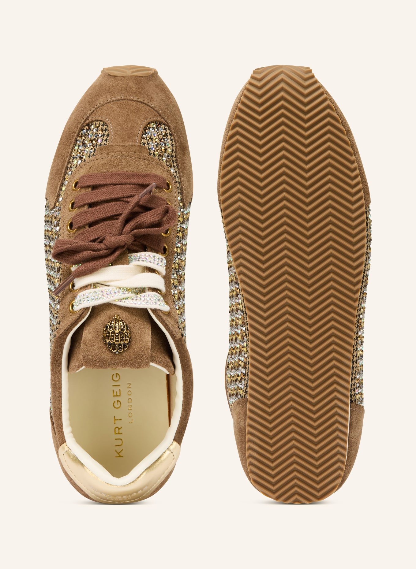 KURT GEIGER Sneaker ISLINGTON mit Schmucksteinen: BRAUN / GOLD