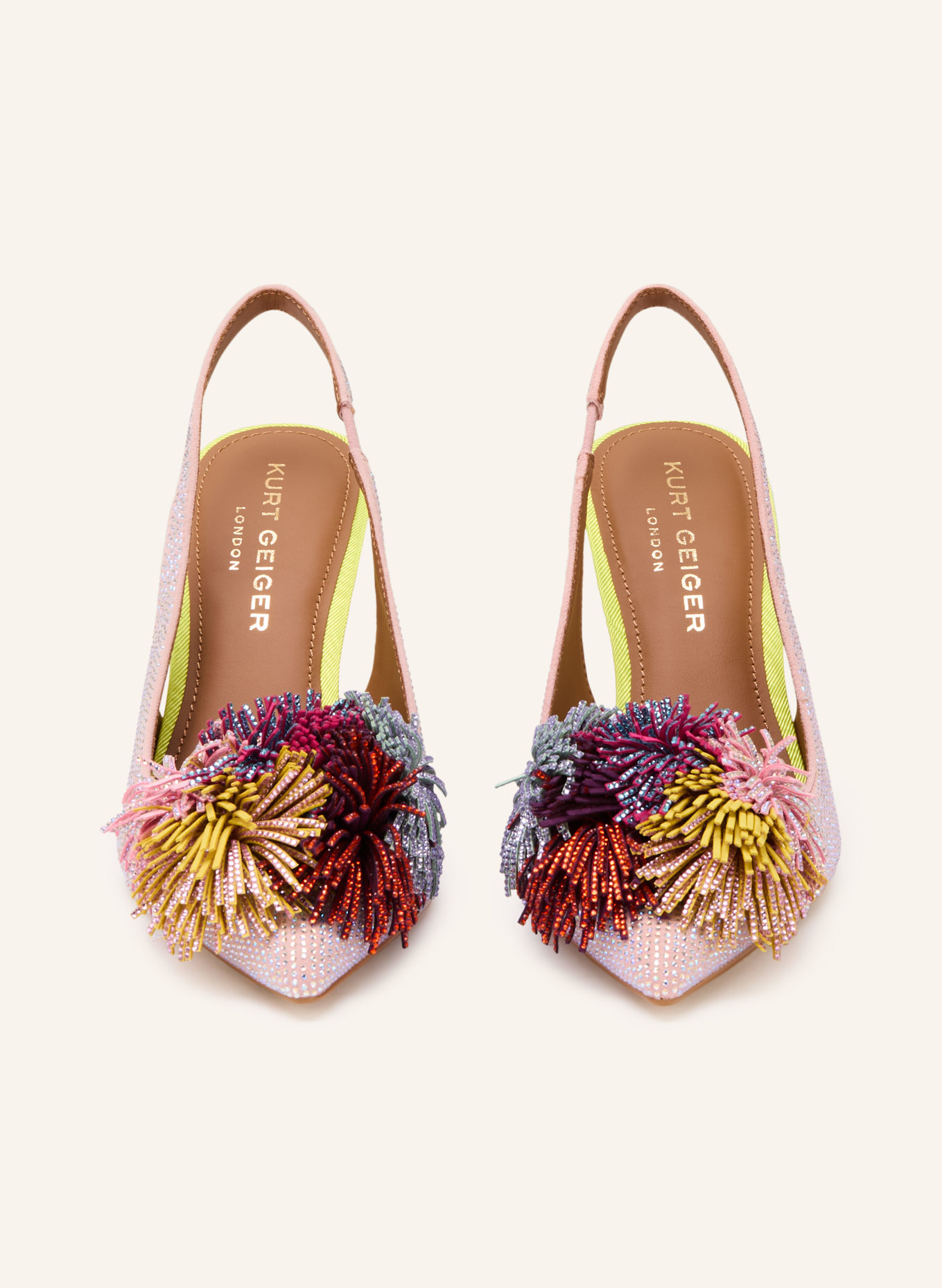 KURT GEIGER slingback pumps: PINK / SILVER / DARK YELLOW
