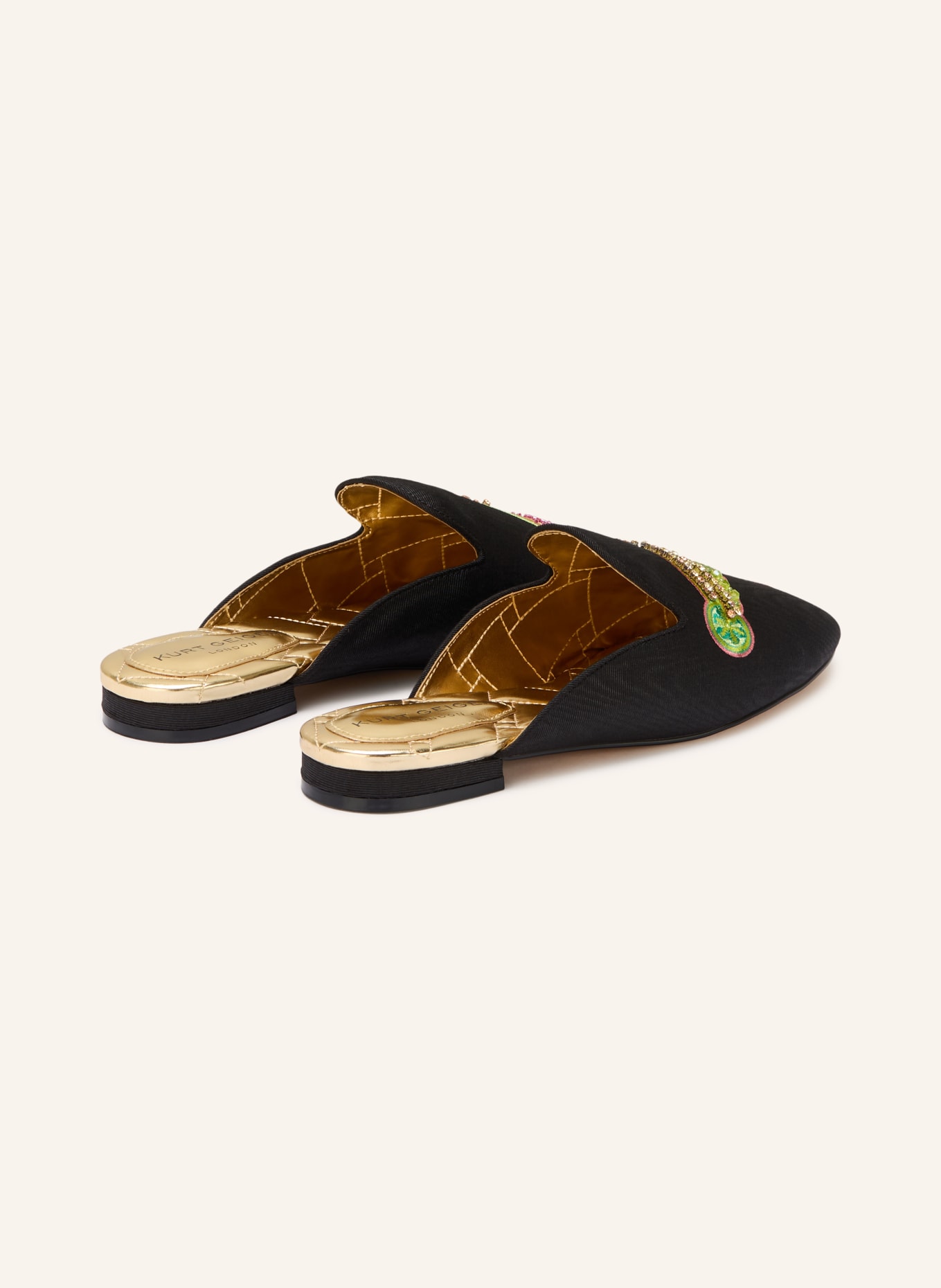 KURT GEIGER Mules with gemstones: BLACK / PINK / LIGHT GREEN