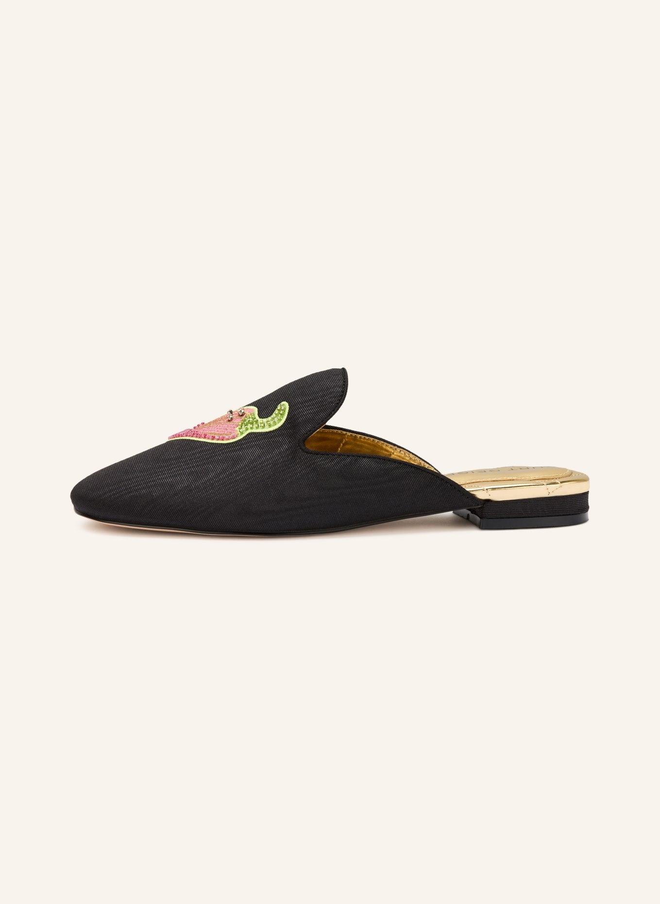 KURT GEIGER Mules with gemstones: BLACK / PINK / LIGHT GREEN