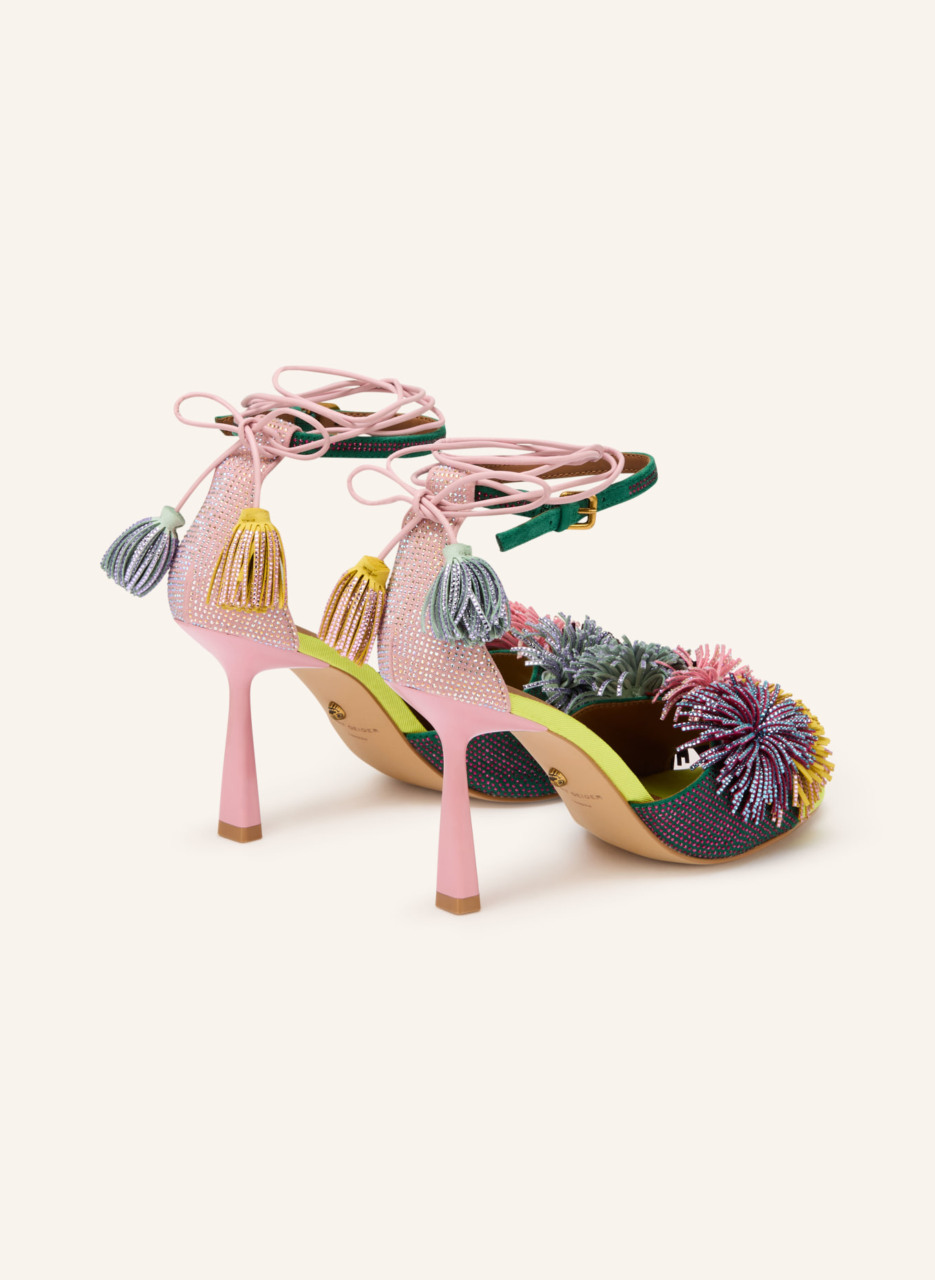 KURT GEIGER Sandals with gemstones: PINK / SILVER / DARK GREEN