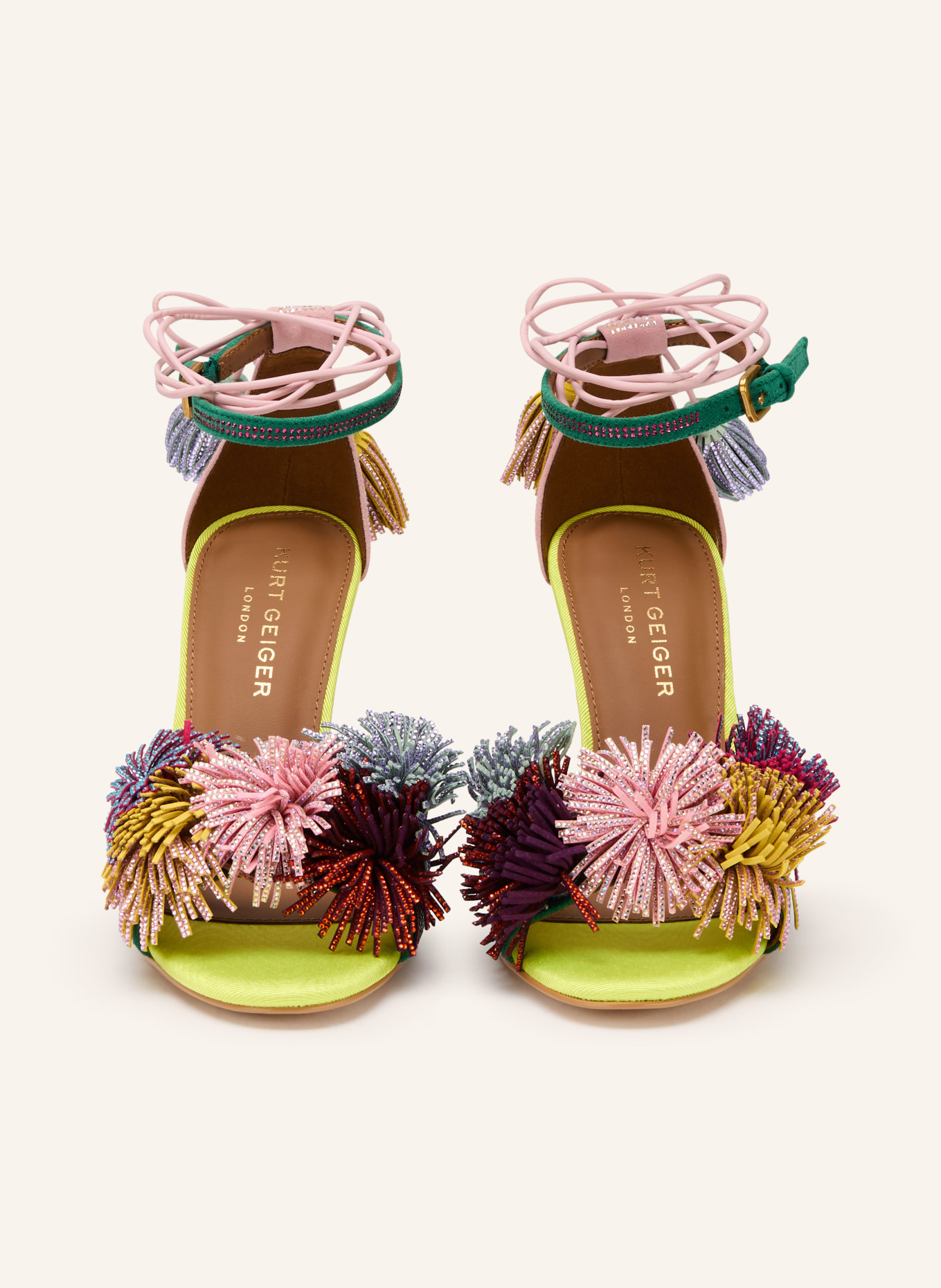 KURT GEIGER Sandals with gemstones: PINK / SILVER / DARK GREEN