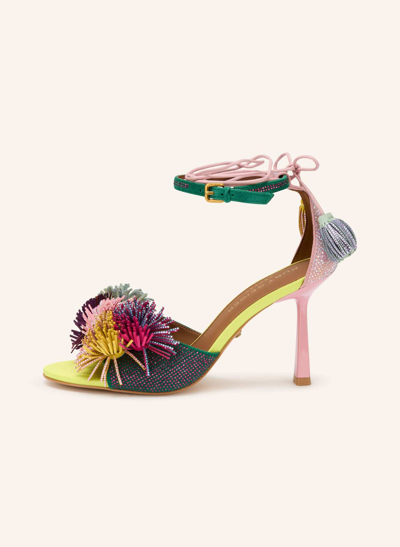 KURT GEIGER Sandals with gemstones: PINK / SILVER / DARK GREEN