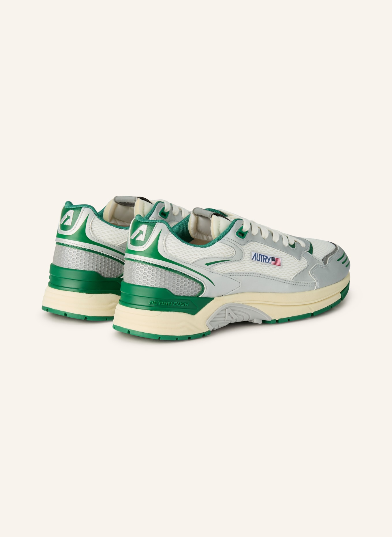 AUTRY HYPERWAY LOW sneaker: SILVER / GREEN / WHITE
