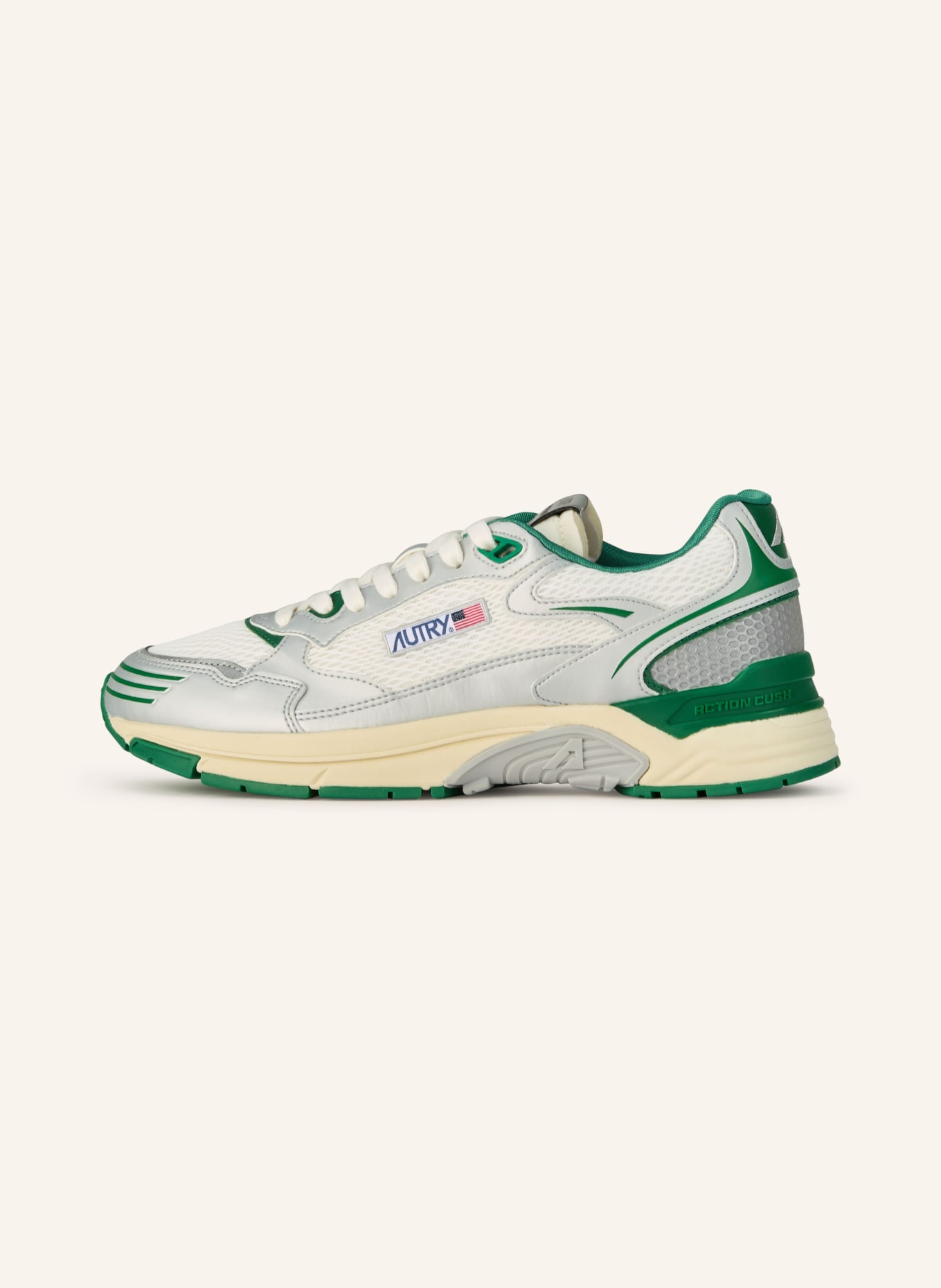 AUTRY HYPERWAY LOW sneaker: SILVER / GREEN / WHITE