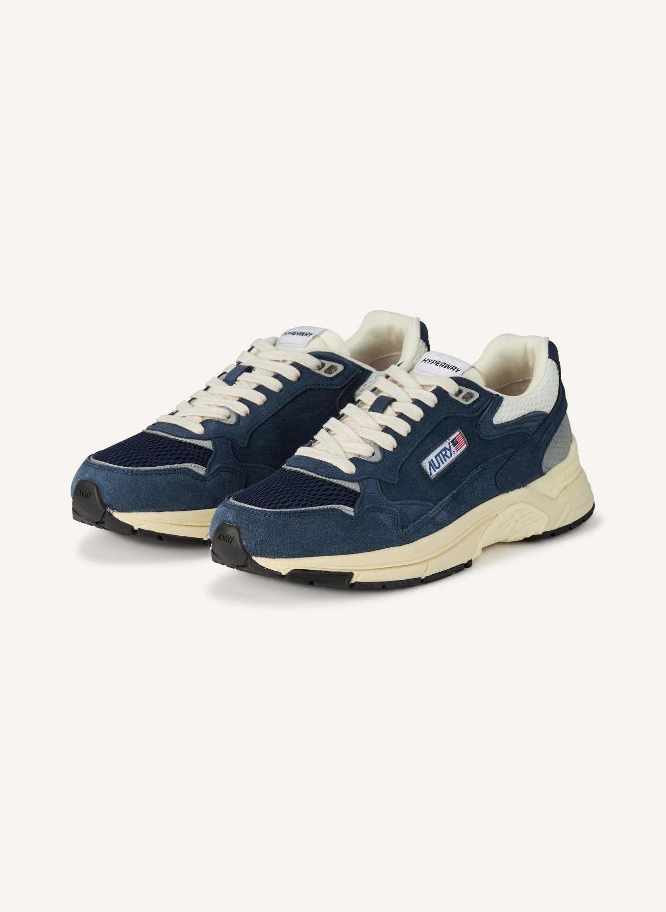 AUTRY Sneaker HYPERWAY LOW: DUNKELBLAU / SILBER / WEISS