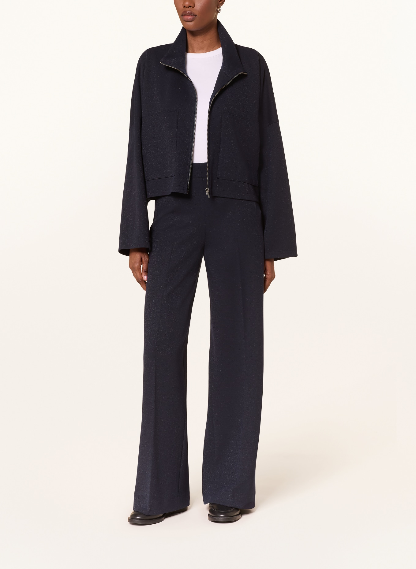 DRYKORN Marlenehose BEFORE mit Glitzergarn: DUNKELBLAU