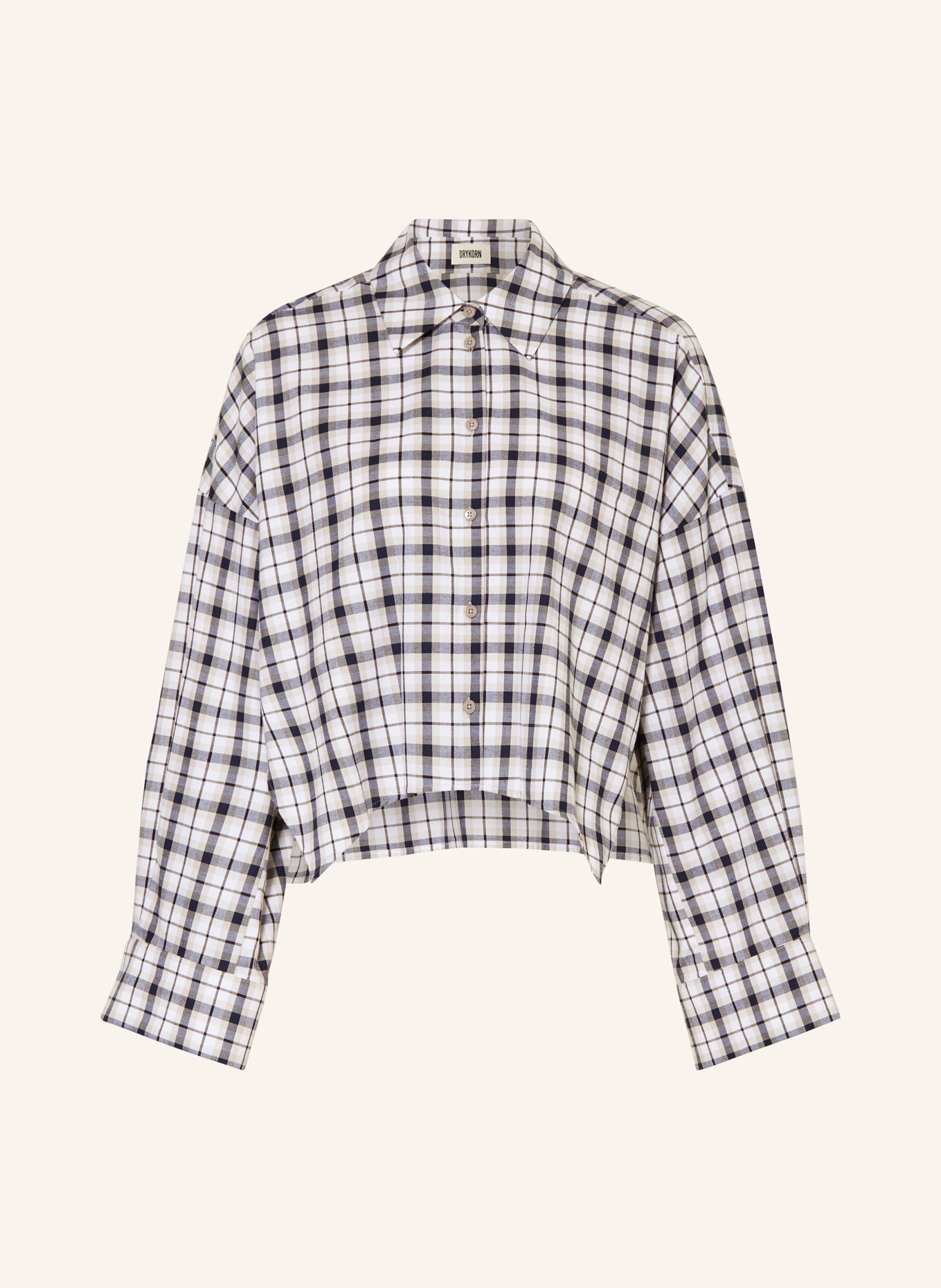 DRYKORN Hemdbluse OSHIA: WEISS / BEIGE / BLAU