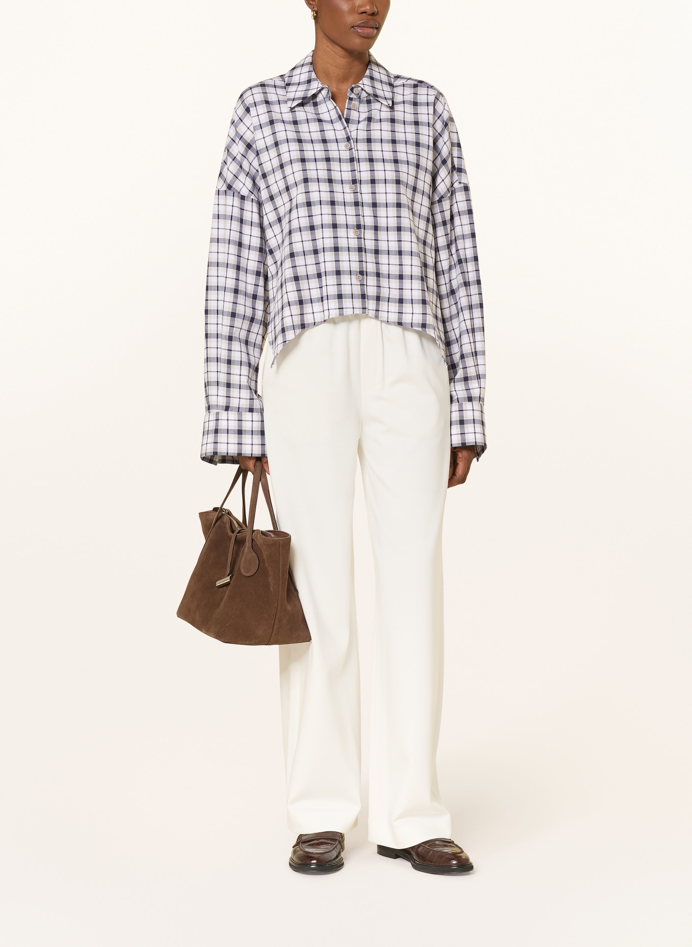 DRYKORN Hemdbluse OSHIA: WEISS / BEIGE / BLAU