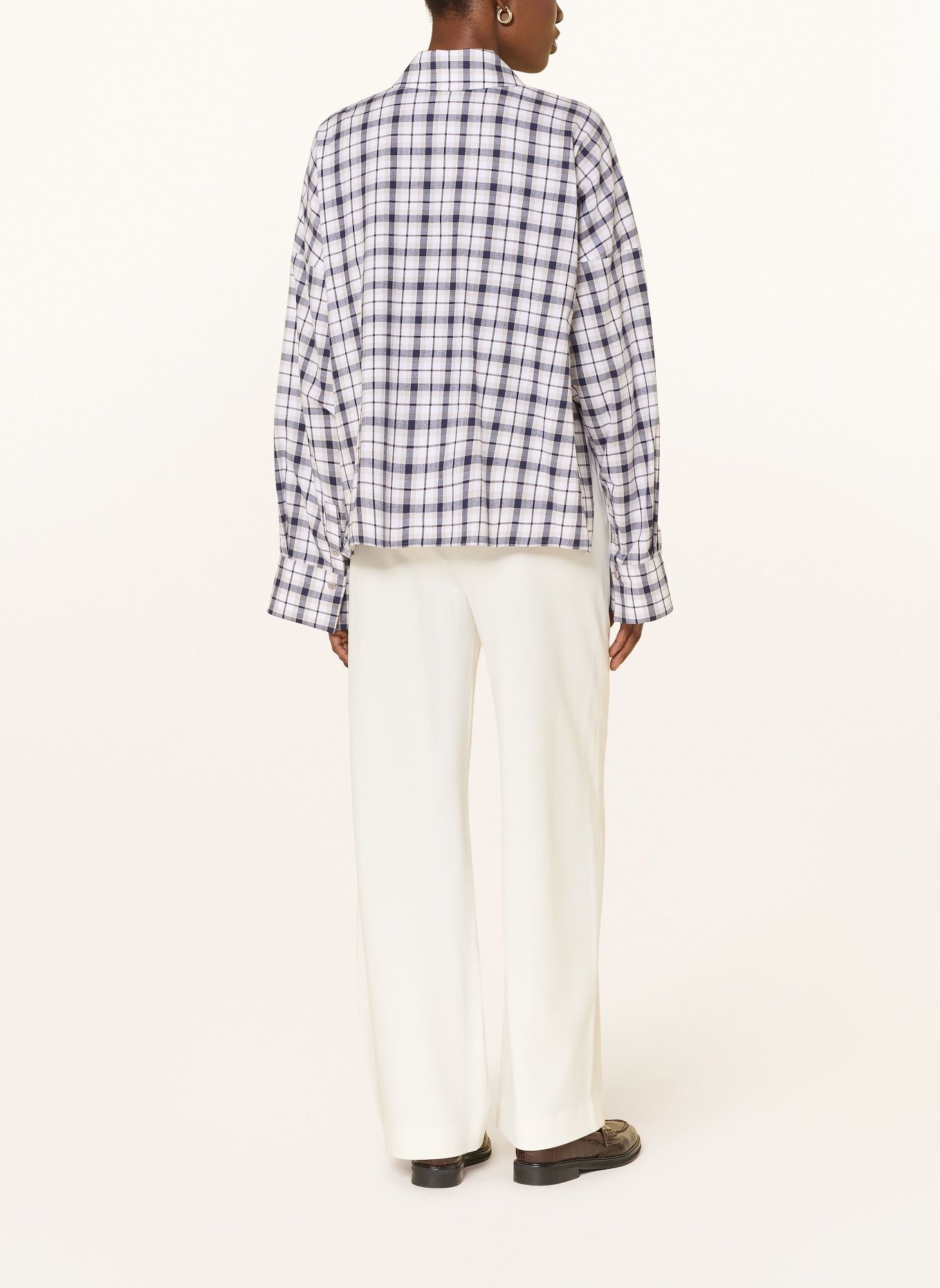 DRYKORN Hemdbluse OSHIA: WEISS / BEIGE / BLAU