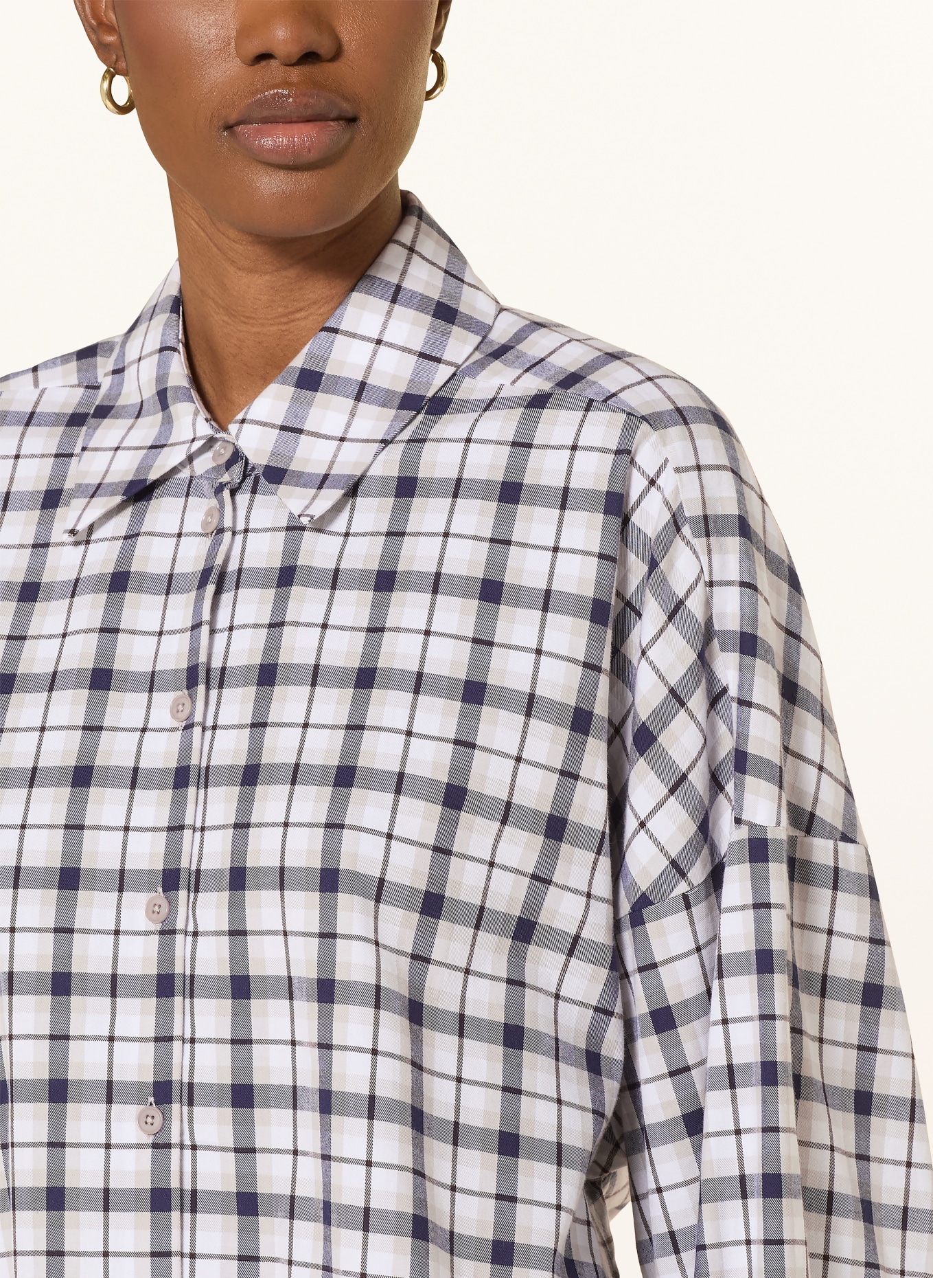 DRYKORN Hemdbluse OSHIA: WEISS / BEIGE / BLAU