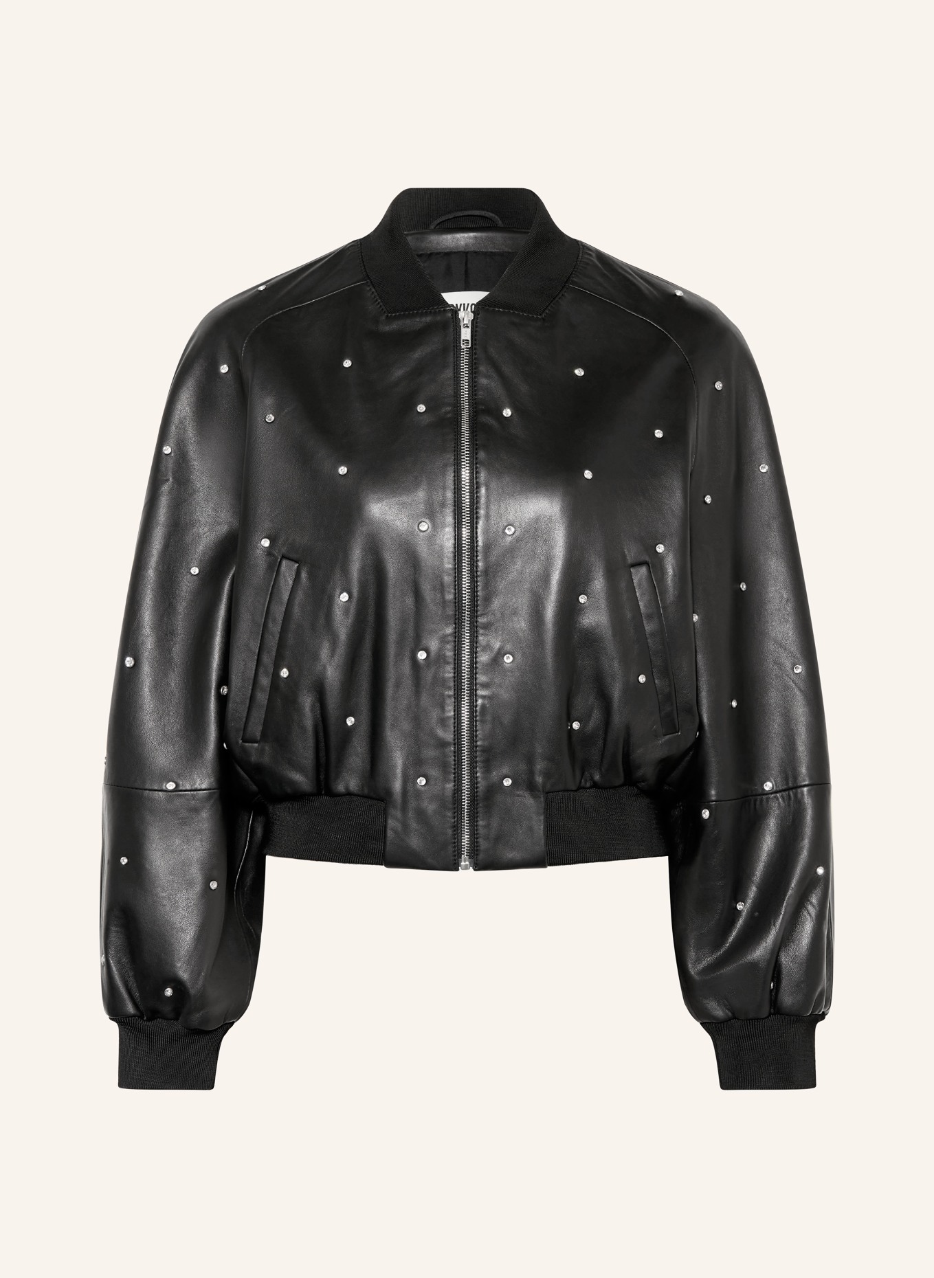 DRYKORN MARHAM leather jacket with Swarovski® crystals: BLACK