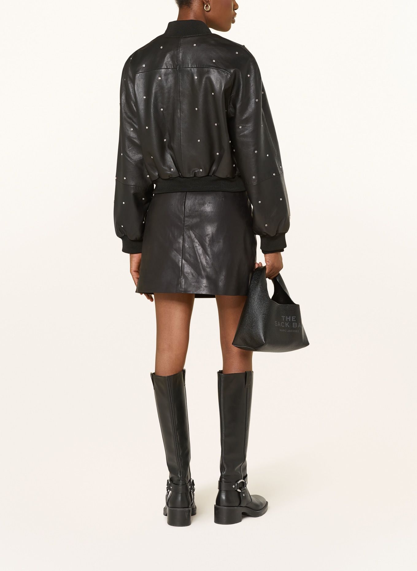 DRYKORN MARHAM leather jacket with Swarovski® crystals: BLACK