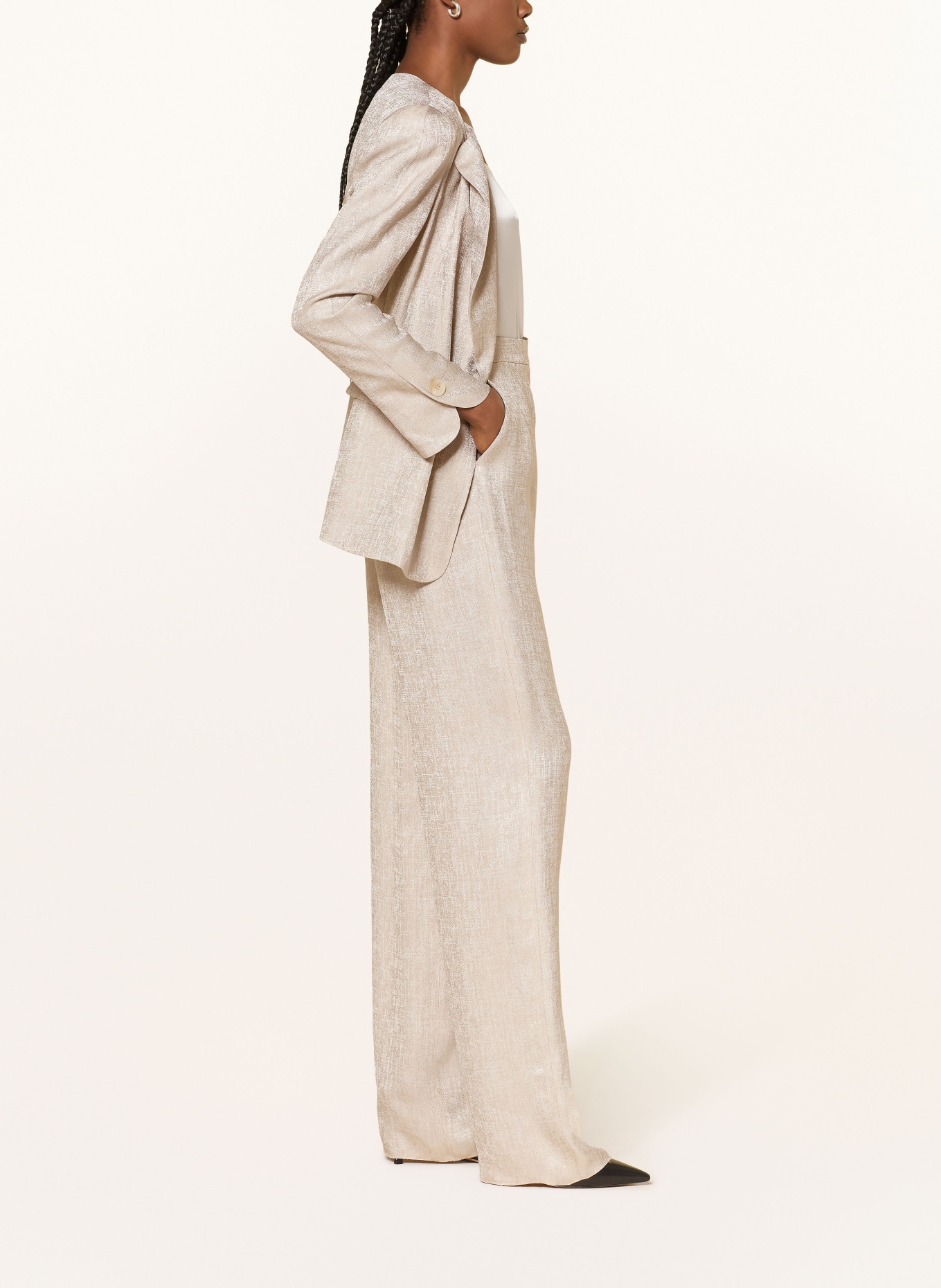 EMPORIO ARMANI kalhoty Marlene: ZLATÁ / STŘÍBRNÁ