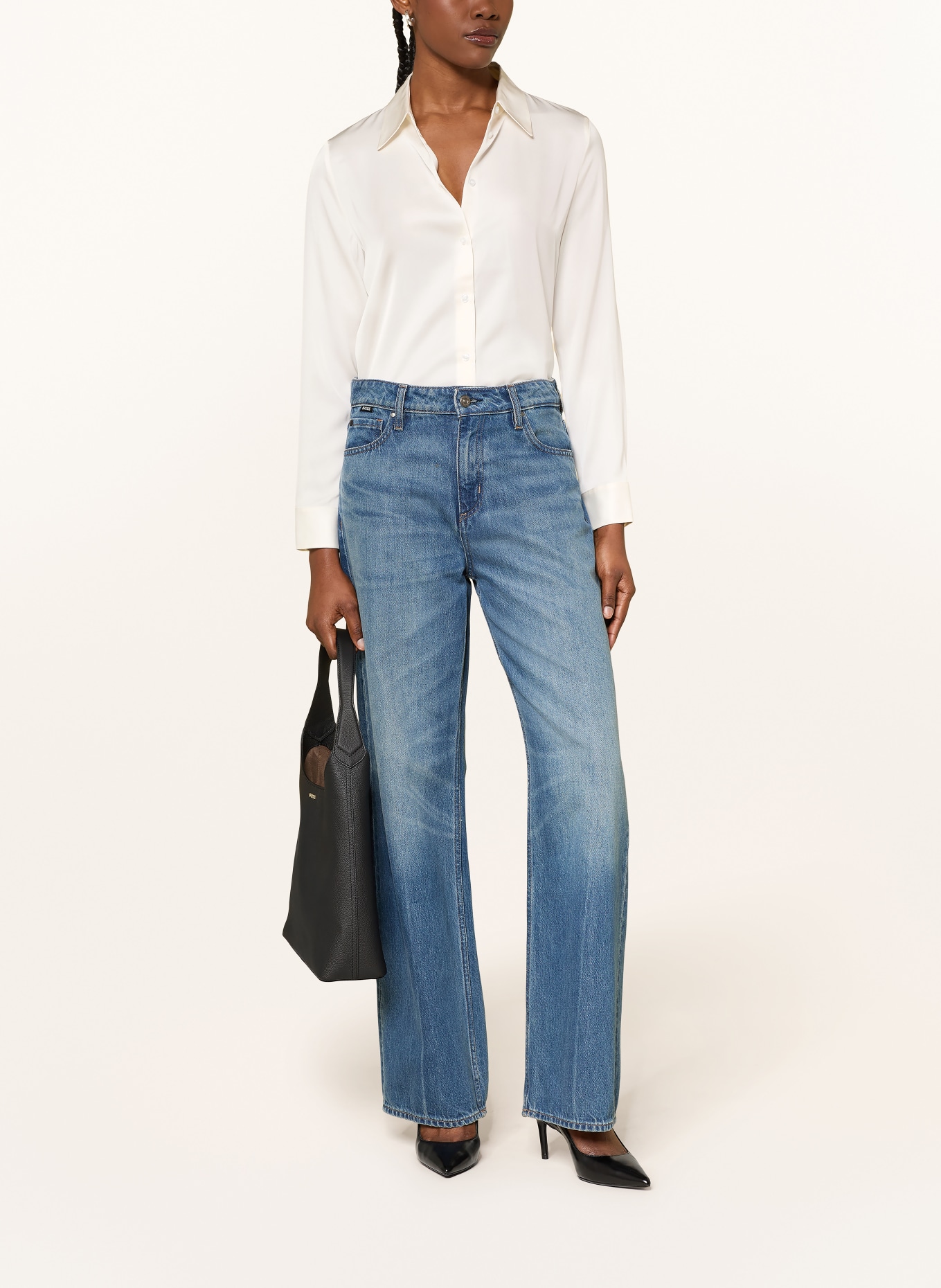 BOSS BONYA silk shirt blouse: WHITE