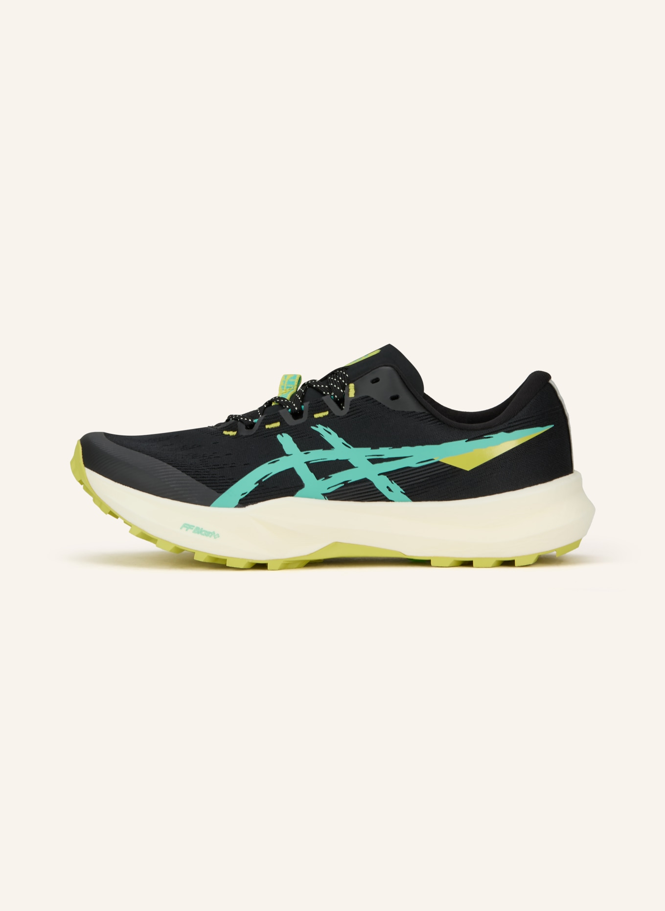 ASICS Trailrunning-Schuhe FUJI LITE 6: SCHWARZ / CREME / GRÜN