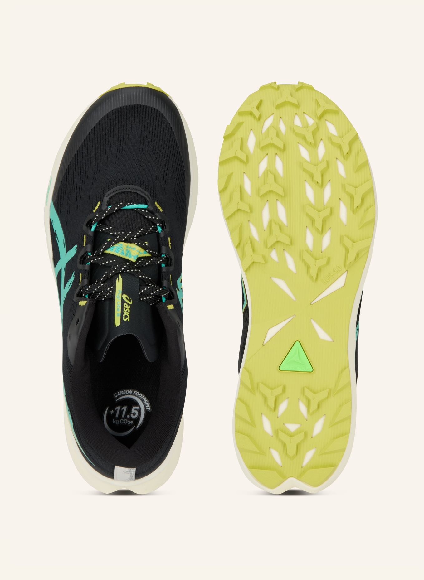 ASICS Trailrunning-Schuhe FUJI LITE 6: SCHWARZ / CREME / GRÜN