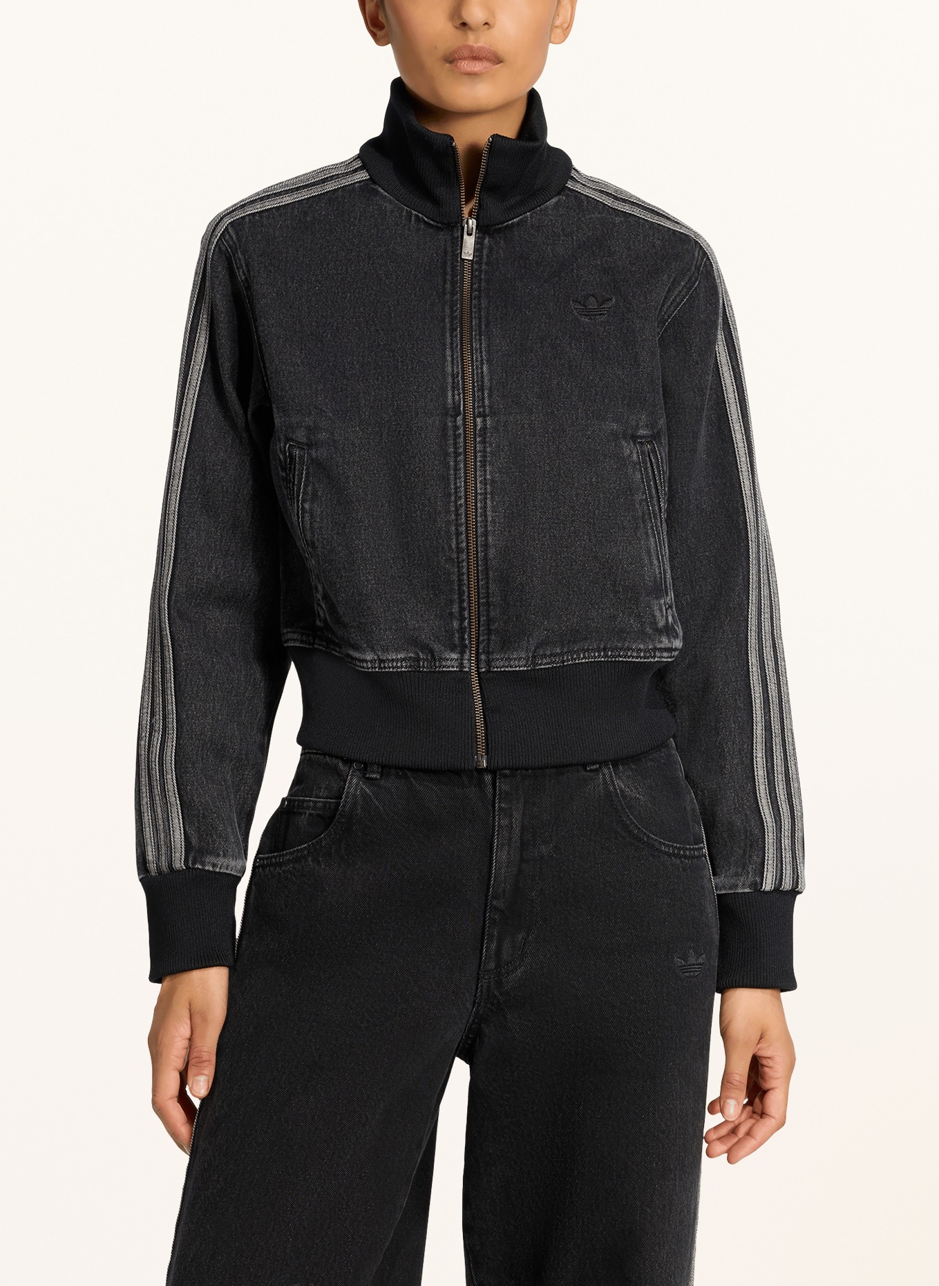 adidas Originals FIREBIRD denim jacket: BLACK / GRAY