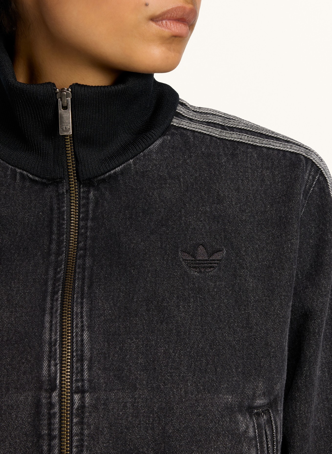 adidas Originals FIREBIRD denim jacket: BLACK / GRAY