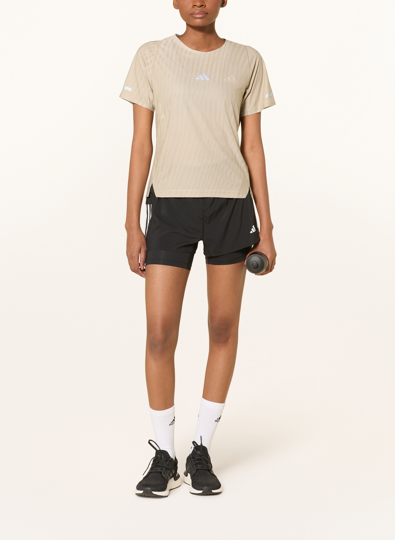 adidas Běžecké tričko ADI365: BÉŽOVÁ / BÍLÁ