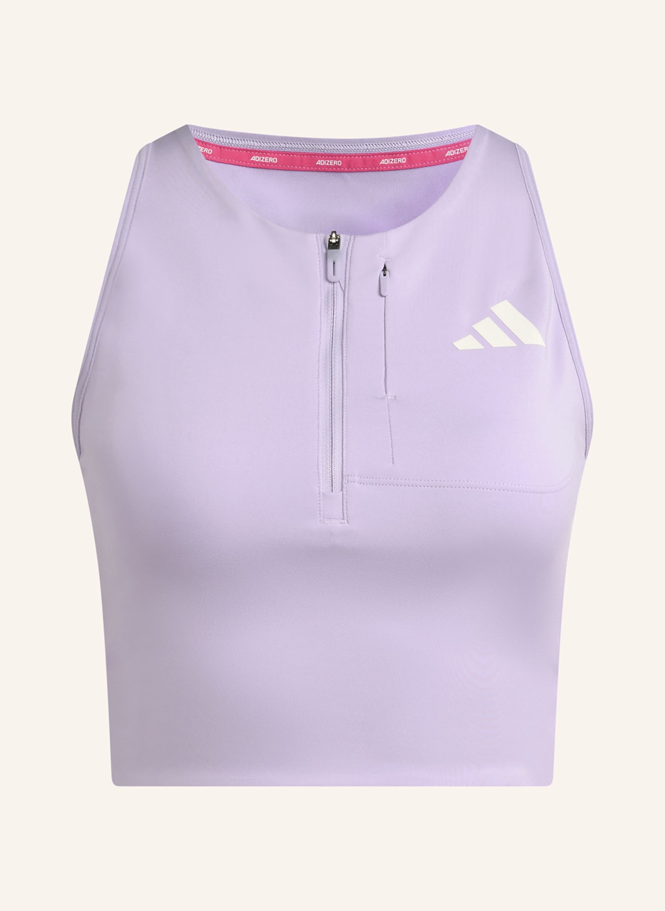 adidas Běžecké tričko ADIZERO CROP: SVĚTLE FIALOVÁ