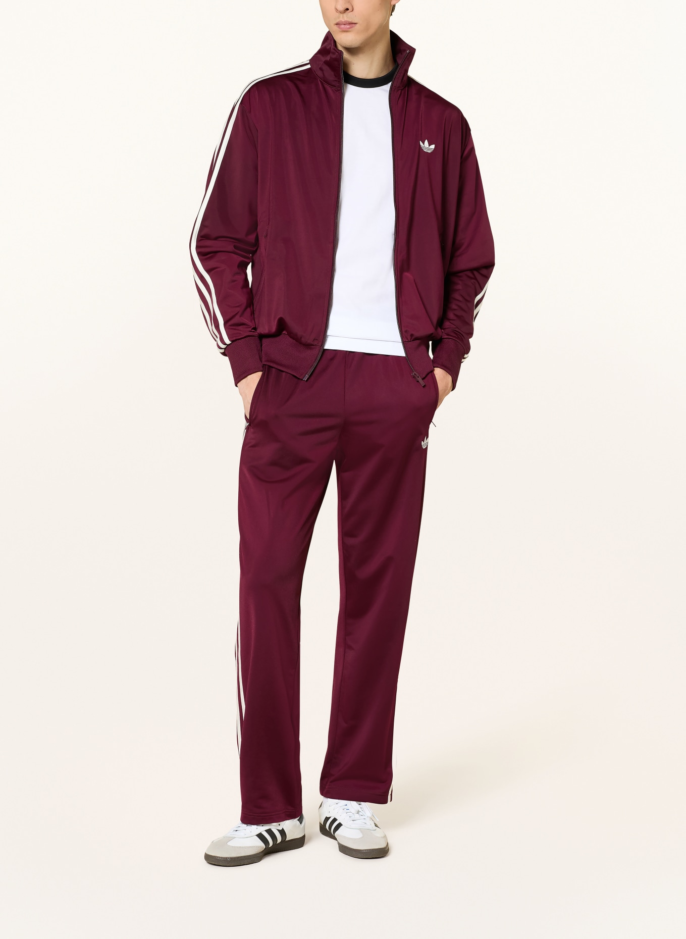 adidas Originals Tréninková bunda FIREBIRD: TMAVĚ ČERVENÁ / BÍLÁ