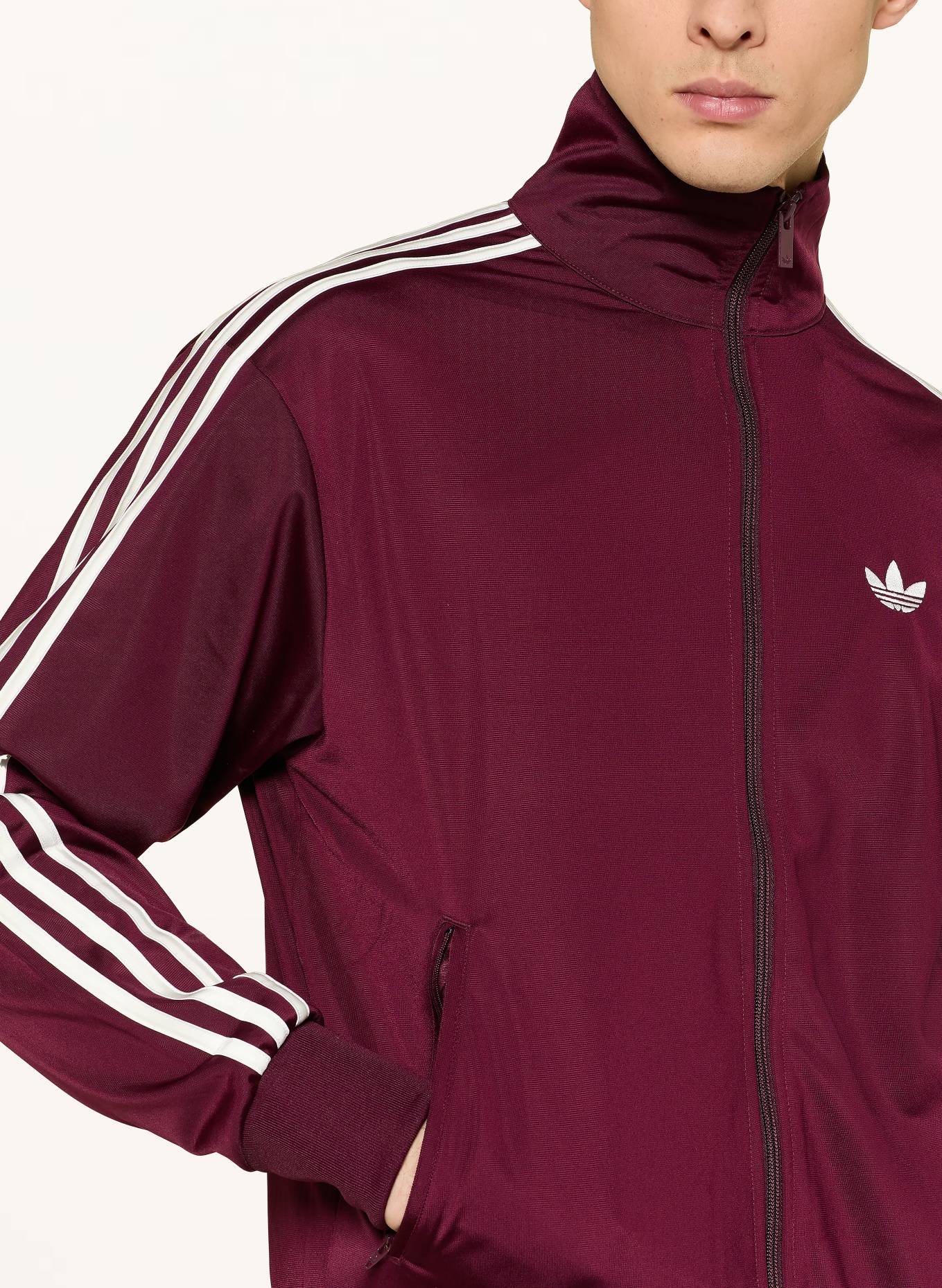 adidas Originals Tréninková bunda FIREBIRD: TMAVĚ ČERVENÁ / BÍLÁ