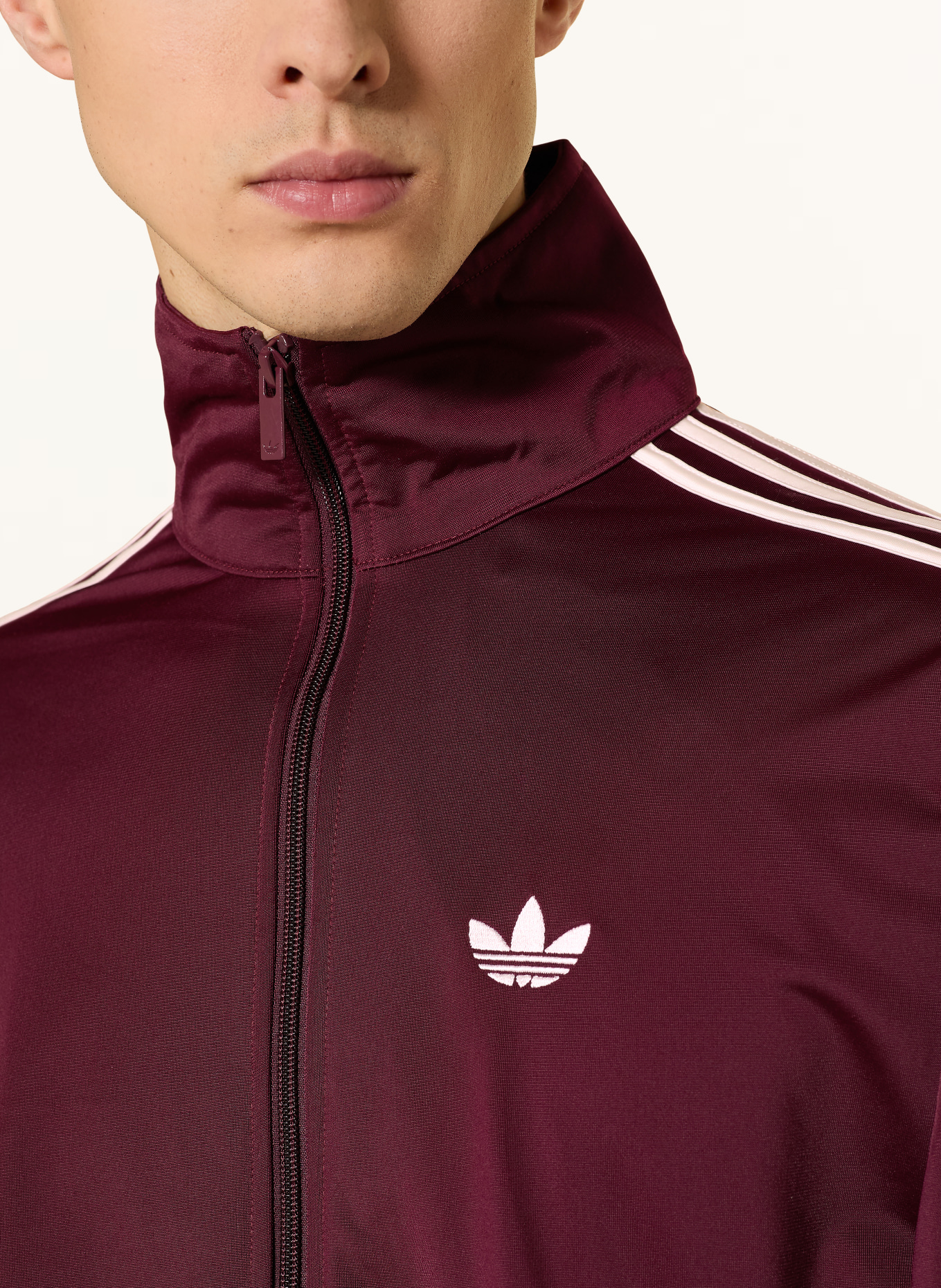 adidas Originals Tréninková bunda FIREBIRD: TMAVĚ ČERVENÁ / BÍLÁ