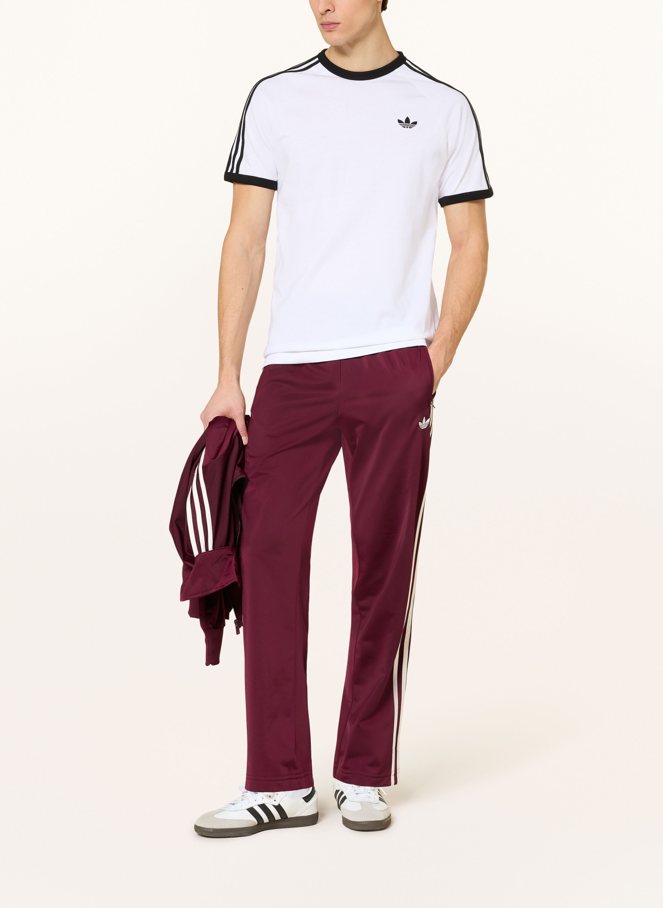 adidas Originals T-Shirt 3-STREIFEN: WEISS / SCHWARZ