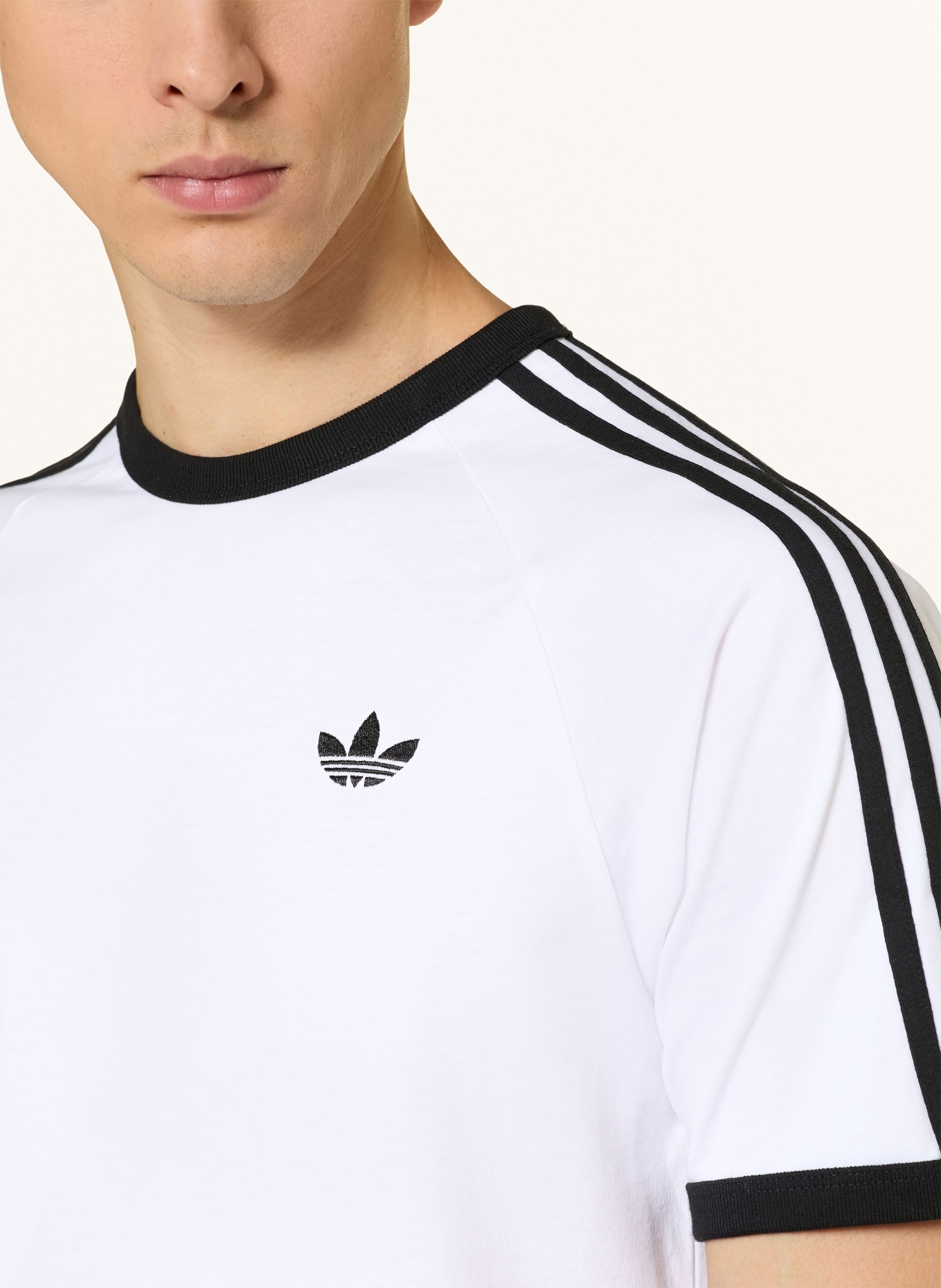 adidas Originals T-Shirt 3-STREIFEN: WEISS / SCHWARZ