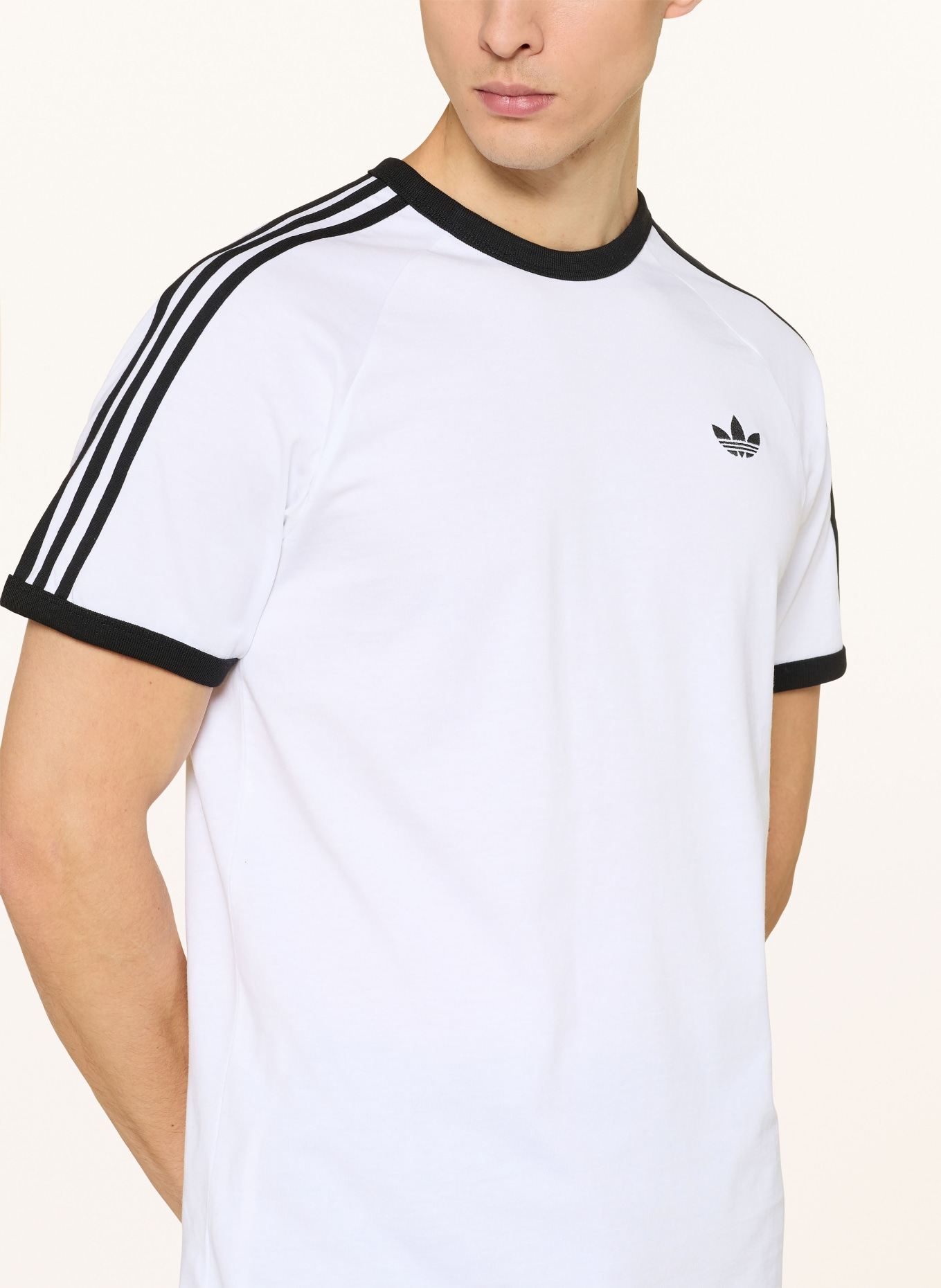 adidas Originals T-Shirt 3-STREIFEN: WEISS / SCHWARZ