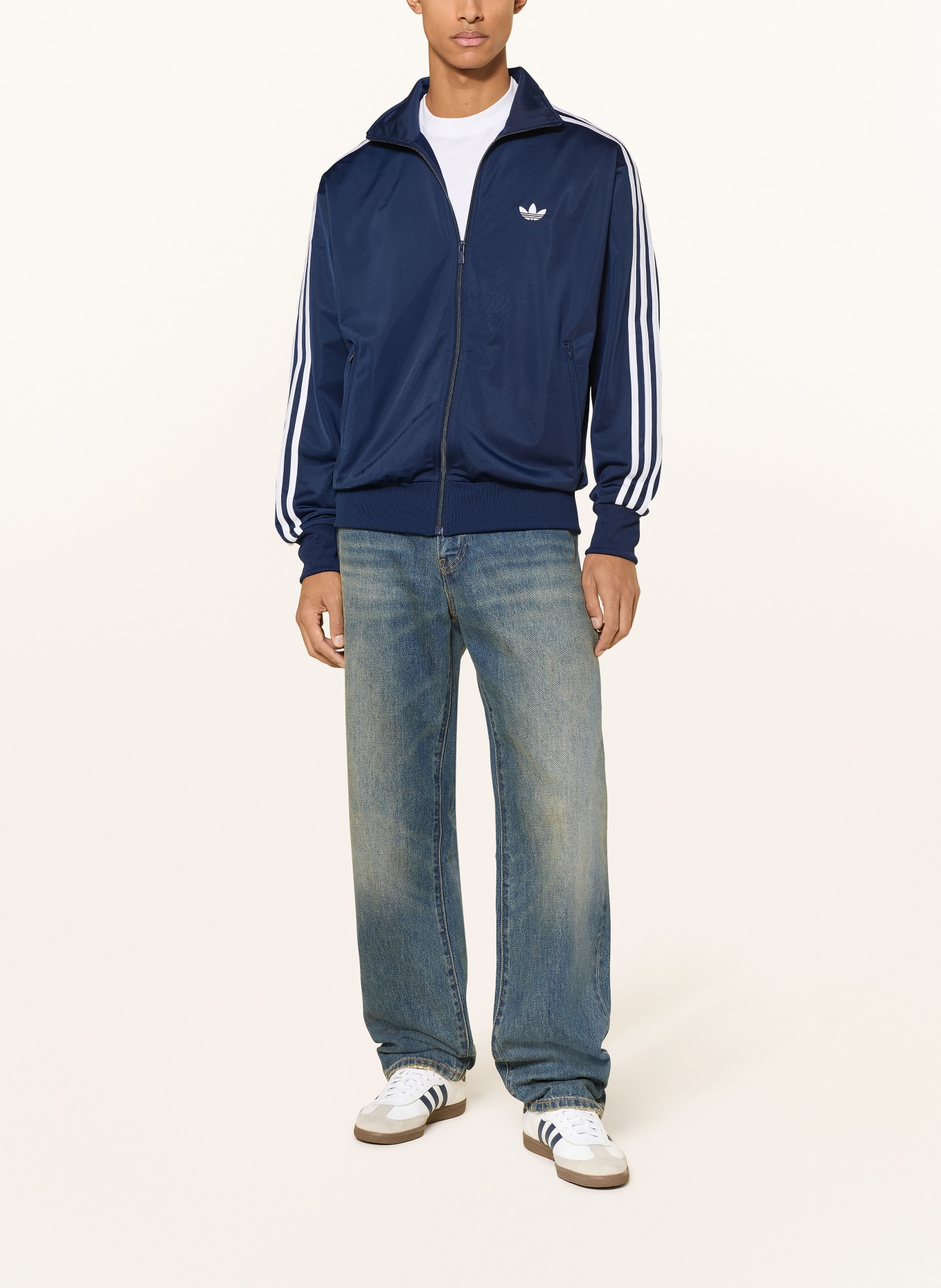 adidas Originals Veste sweat FIREBIRD: BLEU FONCÉ / BLANC