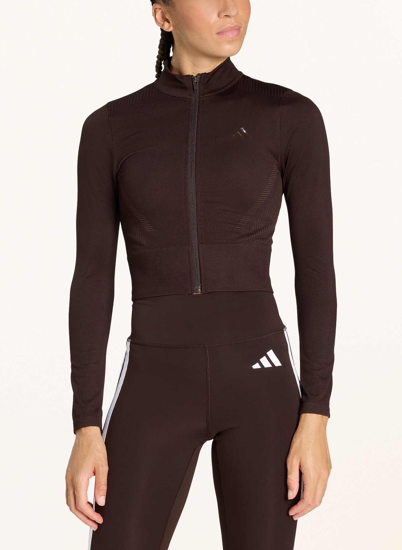 adidas WE KNIT training jacket: DARK BROWN