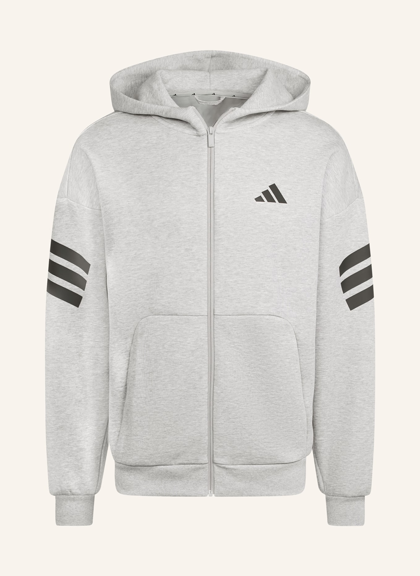 adidas Hoodie FUTURE ICONS 3-STRIPES: HELLGRAU / SCHWARZ