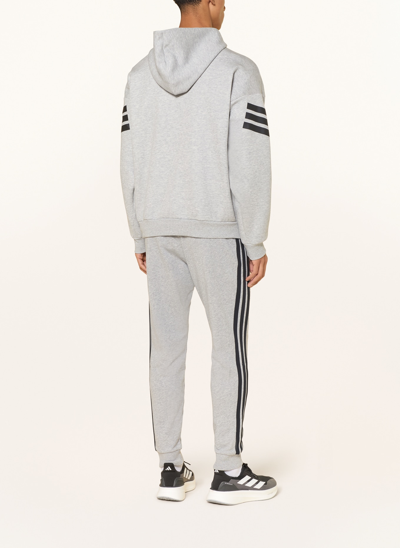 adidas Hoodie FUTURE ICONS 3-STRIPES: HELLGRAU / SCHWARZ