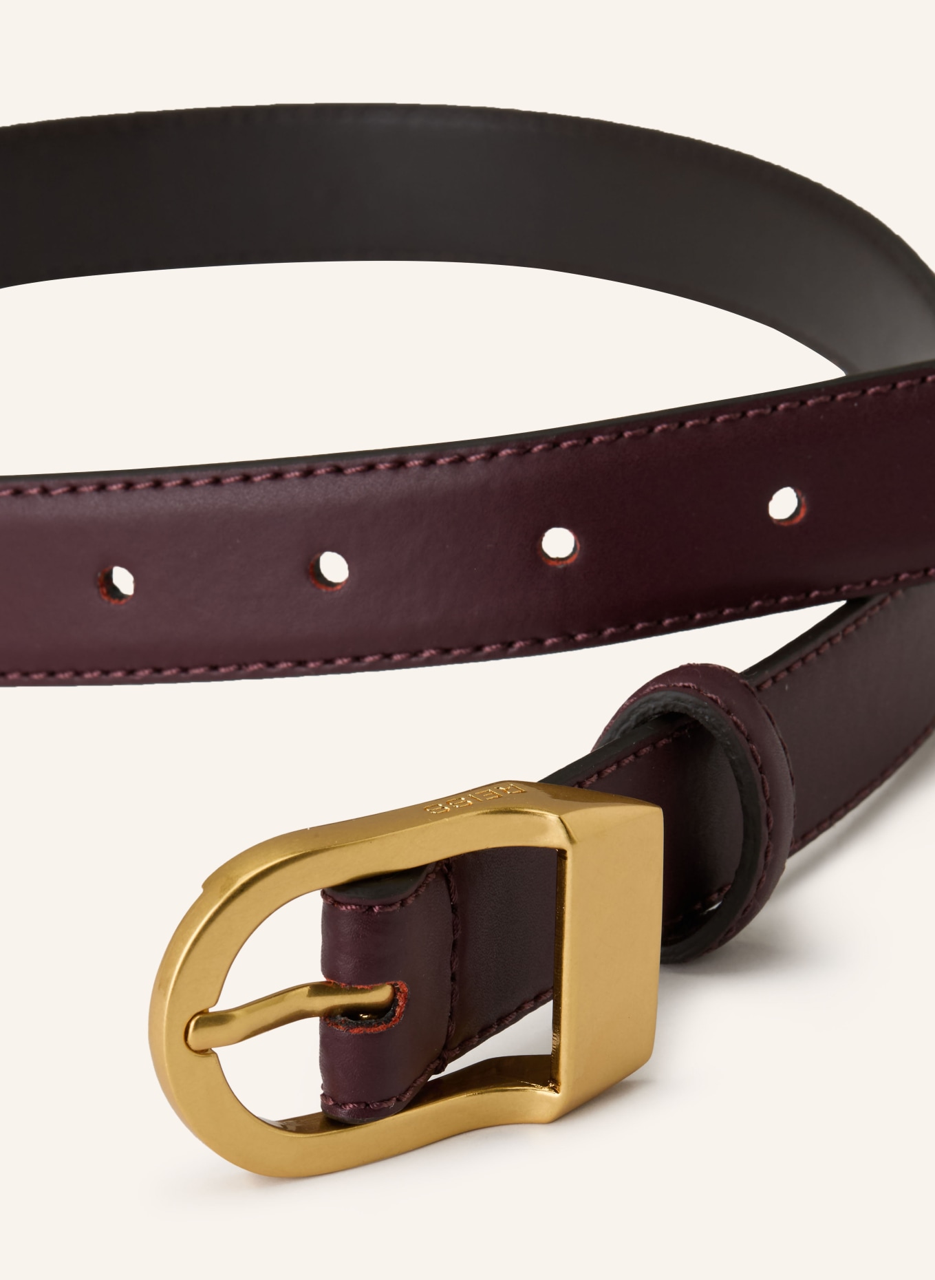 REISS Kožený opasek HAZEL: TMAVĚ HNĚDÁ / ZLATÁ