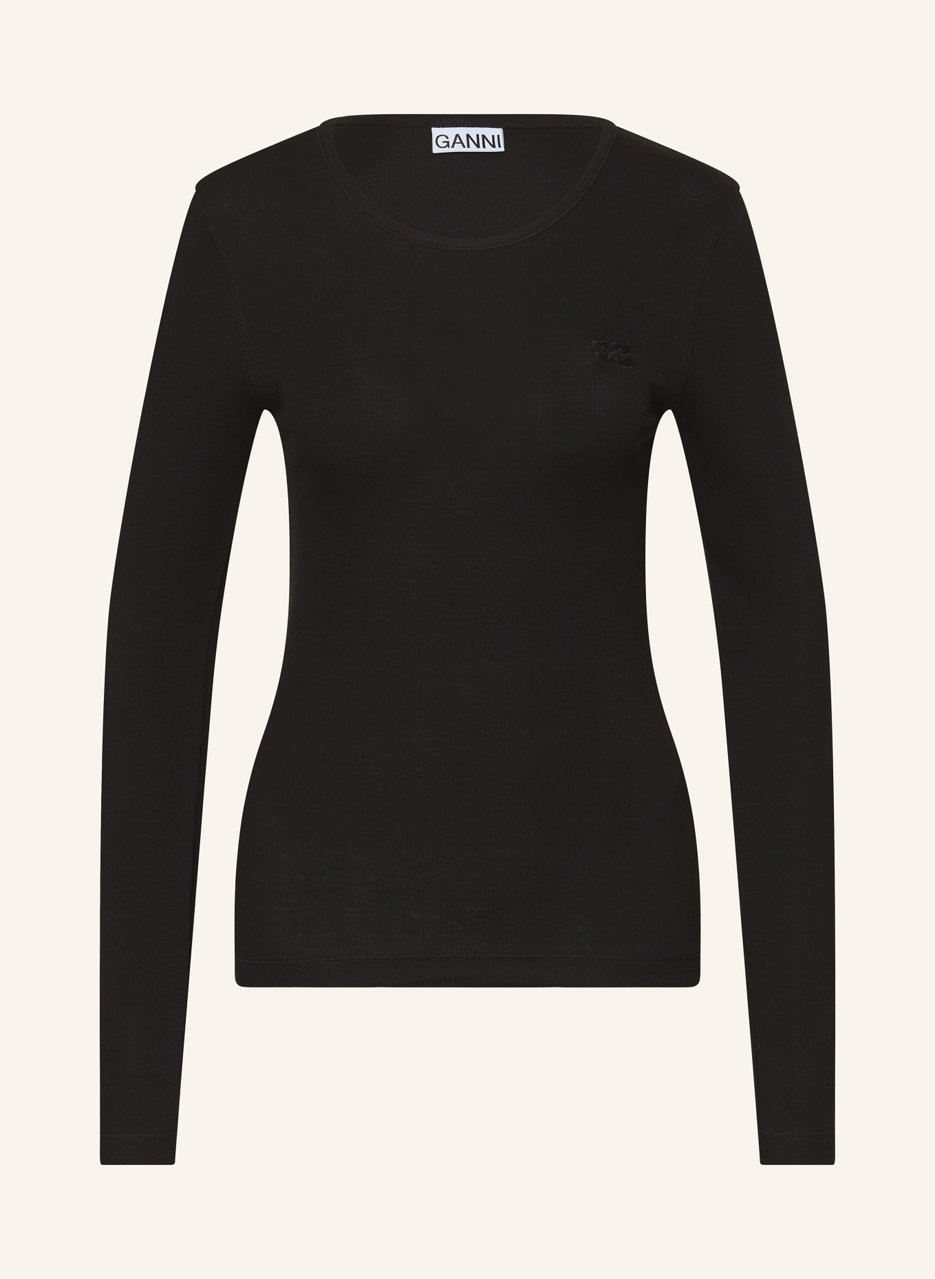 GANNI long-sleeved shirt: BLACK
