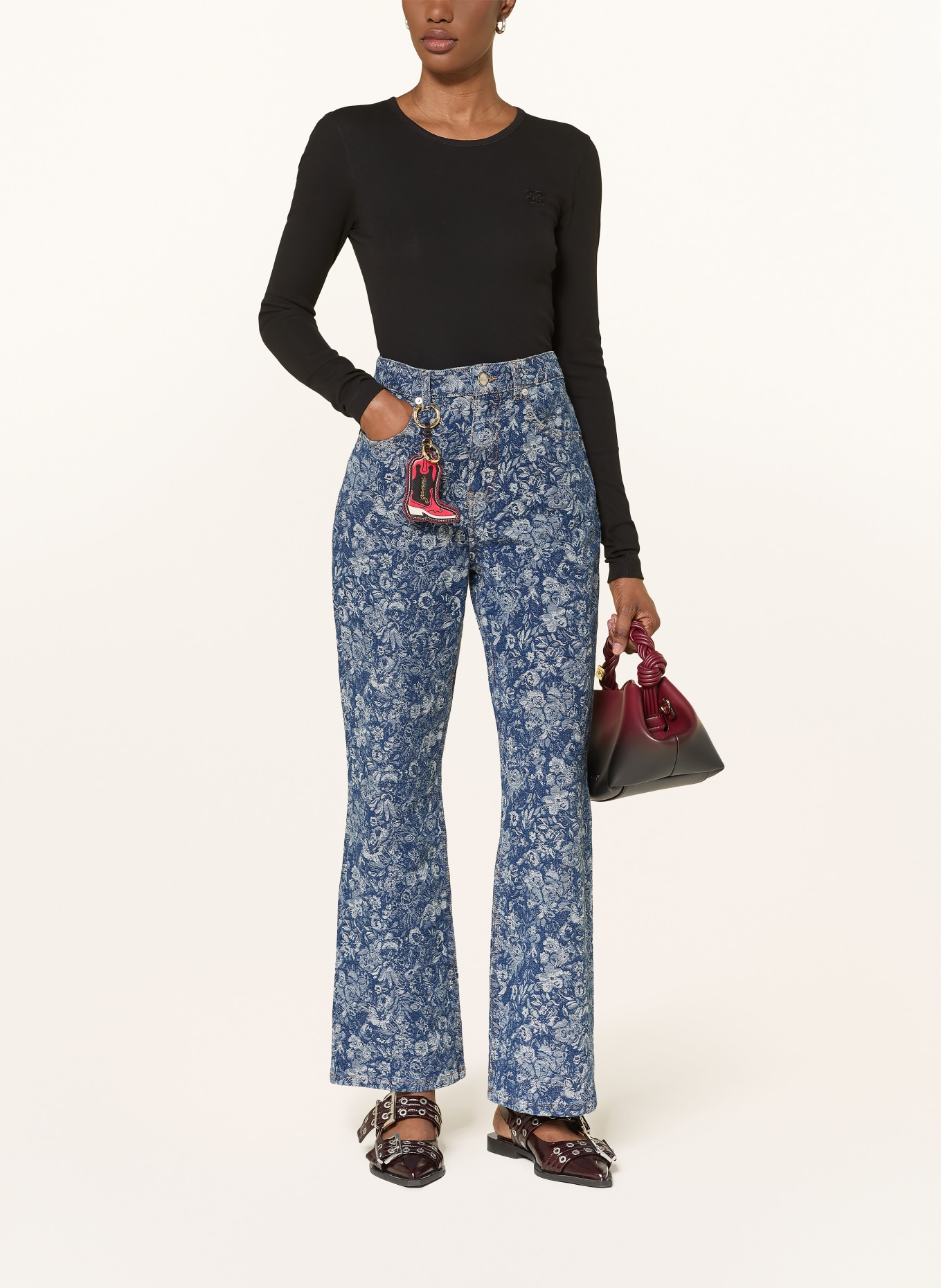 GANNI long-sleeved shirt: BLACK