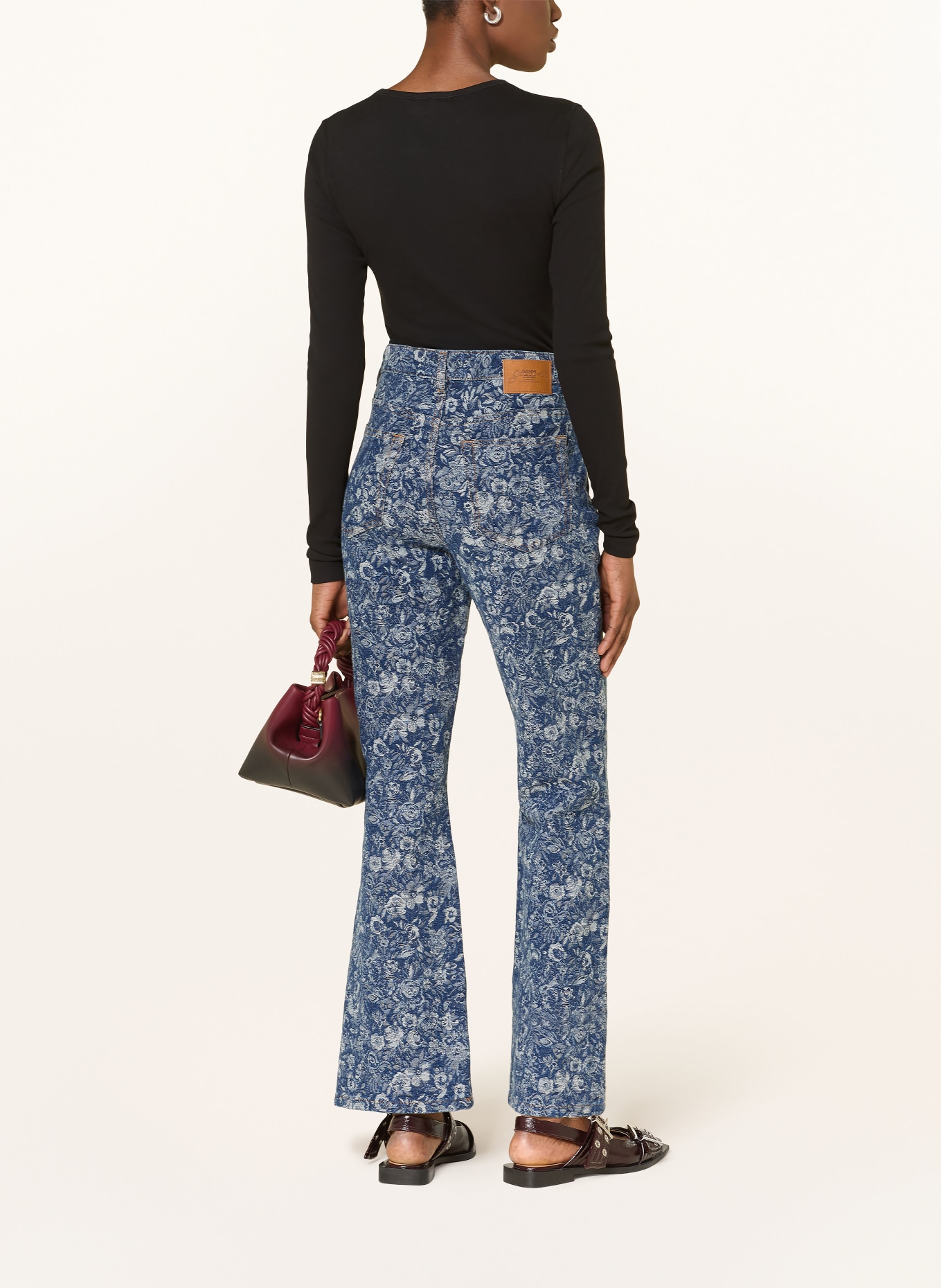 GANNI long-sleeved shirt: BLACK