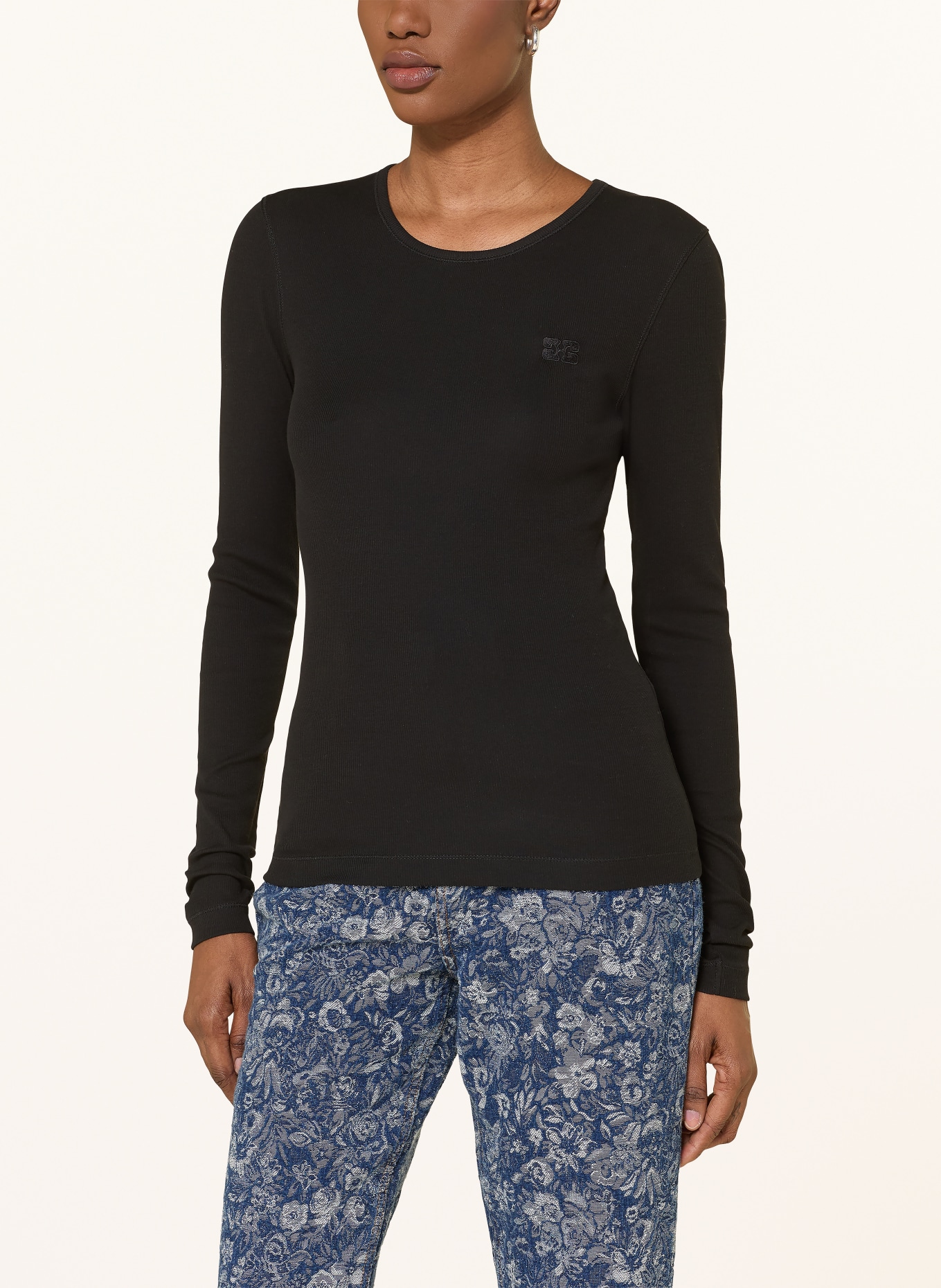 GANNI long-sleeved shirt: BLACK