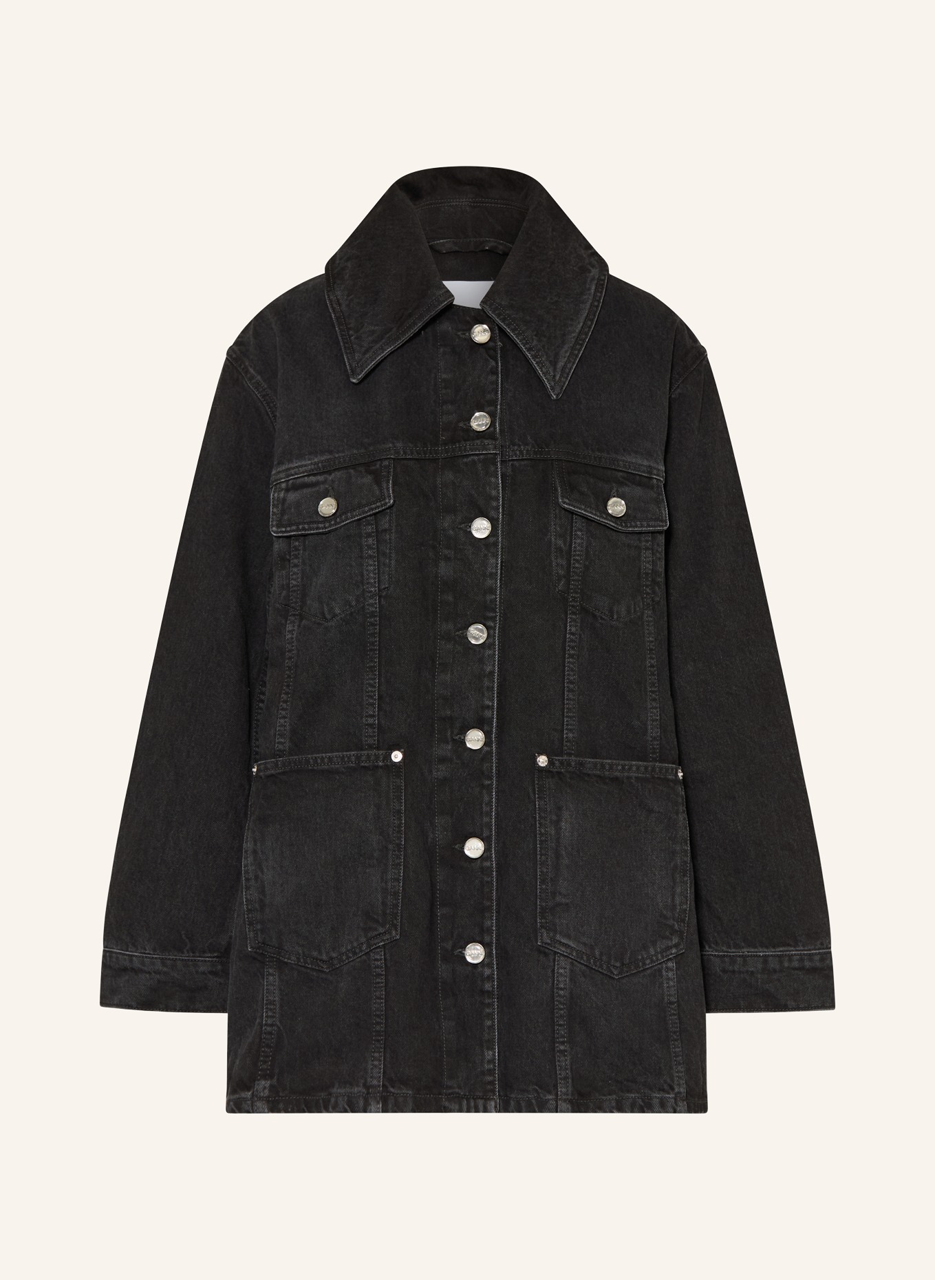 GANNI kurtka dżinsowa: 055 BLACK WASHED